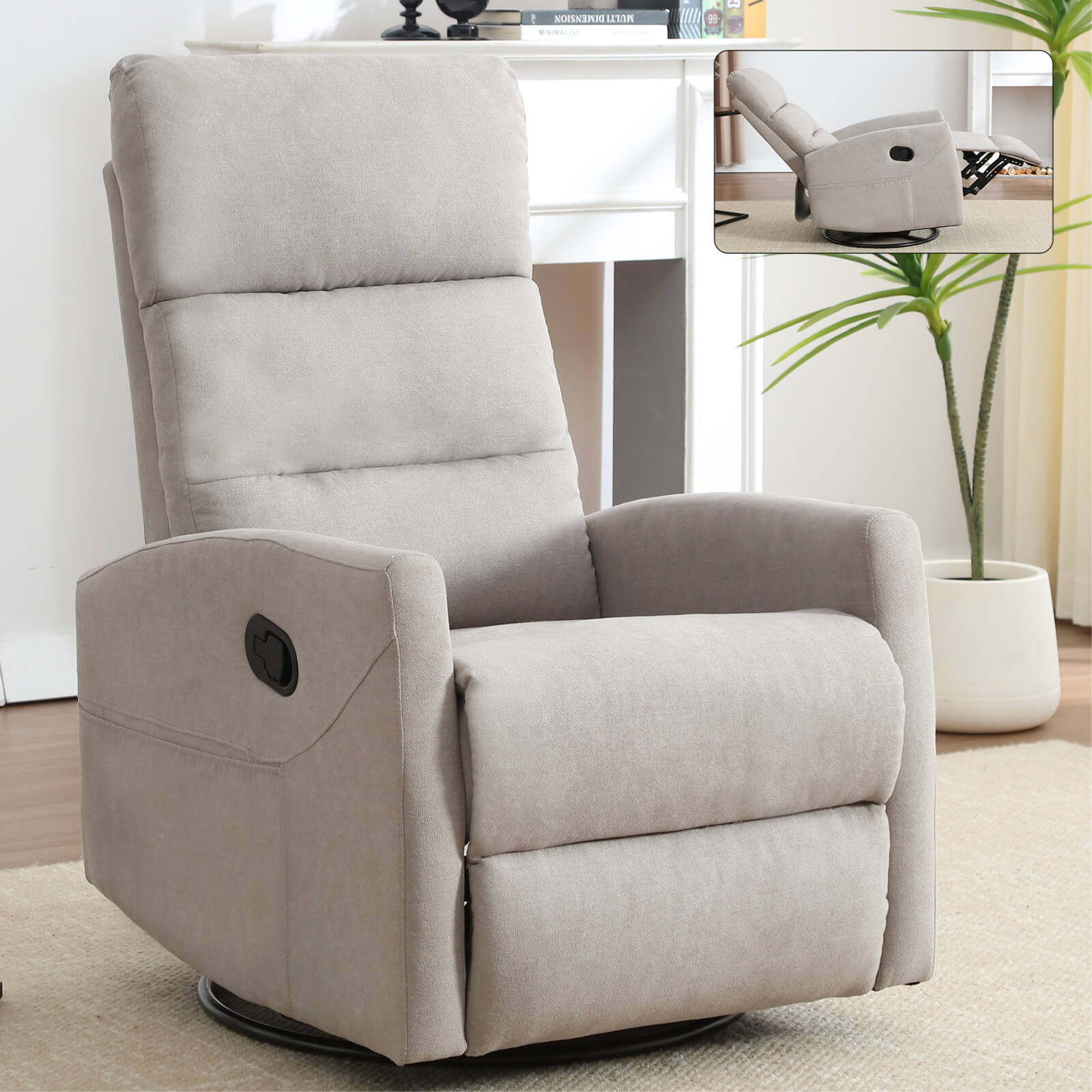 Polyester Fabric Modern Manual Swivel Rocker Recliner Chair