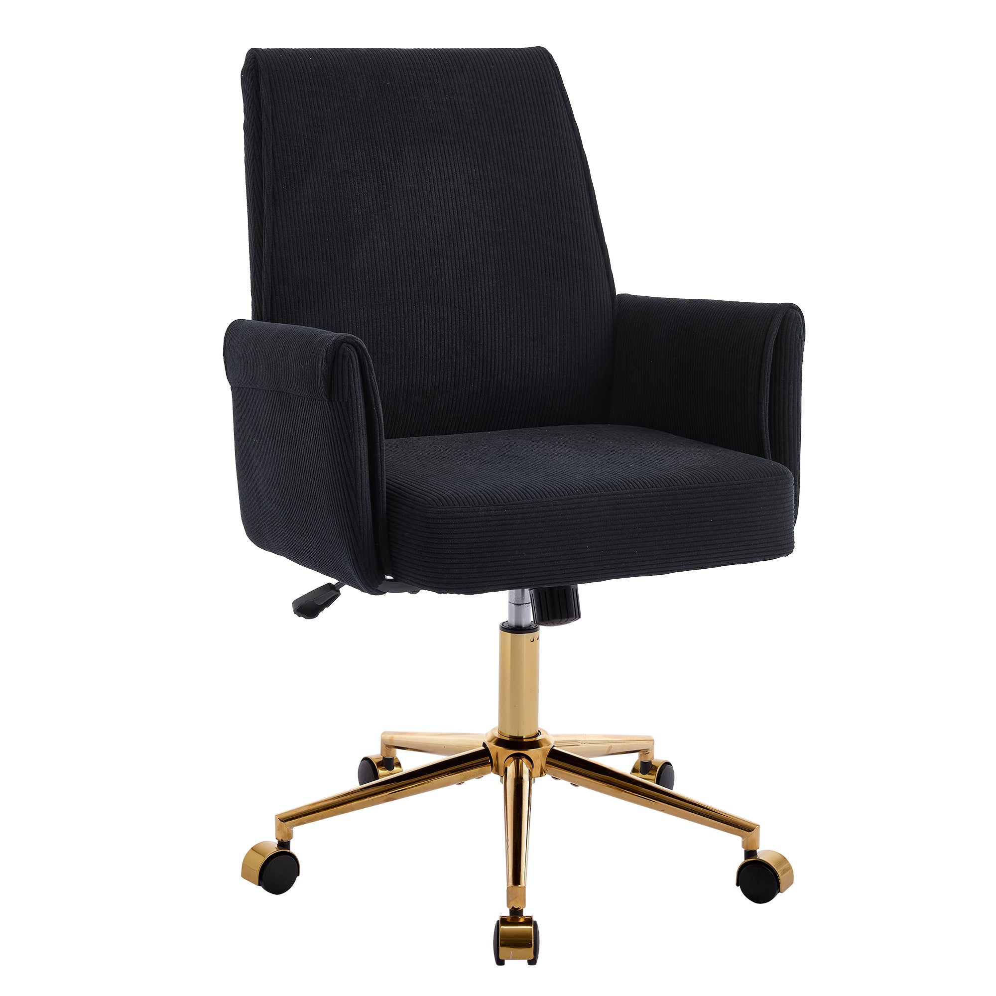 Modern Corduroy Office Chair with Gold Base