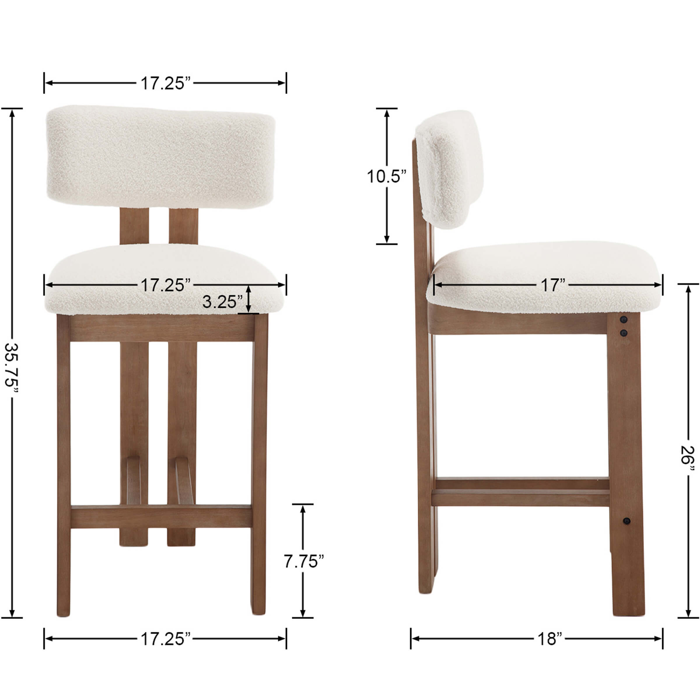 EALSON 26" Farmhouse Counter Stools Set of 2 - 5812CS