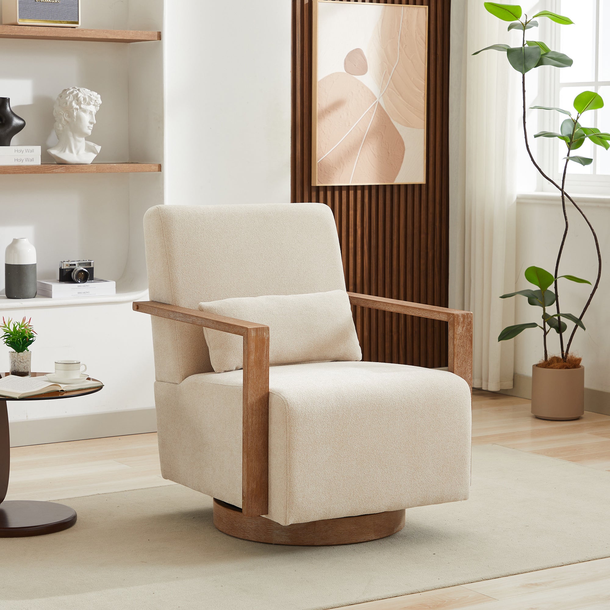 360° Swivel Linen Blend Lounge Chair