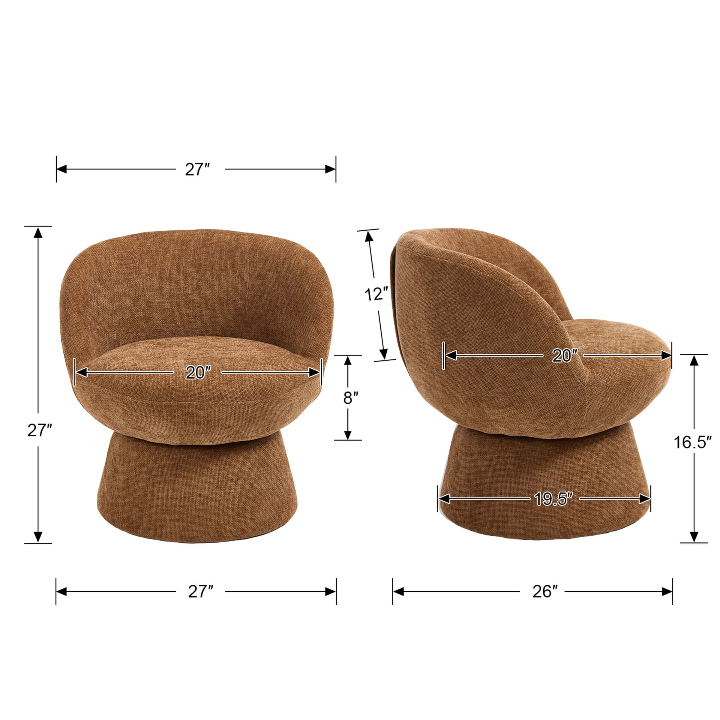 dimensions of chairs in two-angle diagram