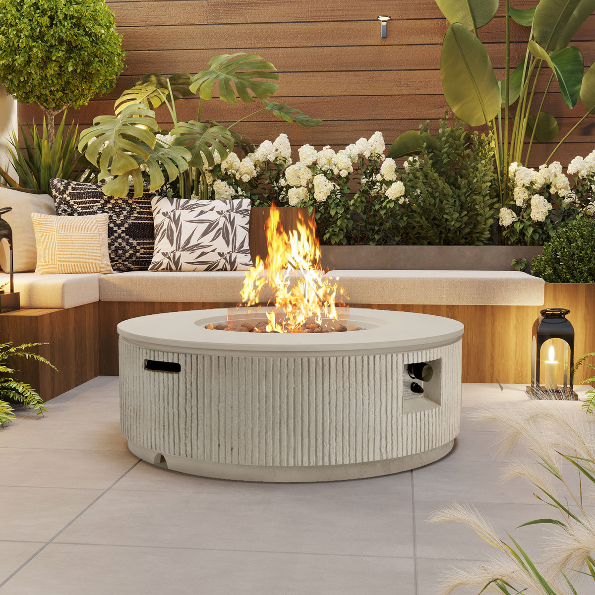 38" MGO Round Propane Fire Pit with Vertical Stripe
