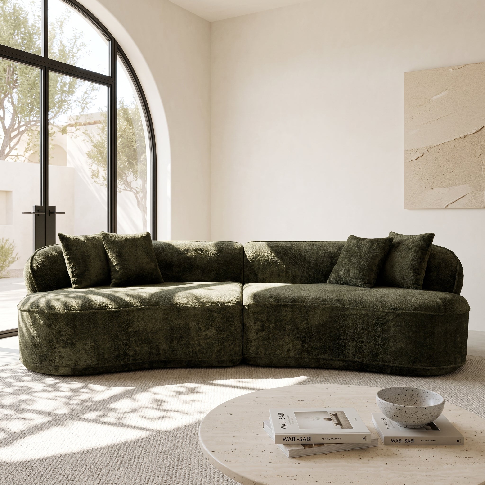 114" Modern Curved Boucle 4-Seat Sectional Sofa