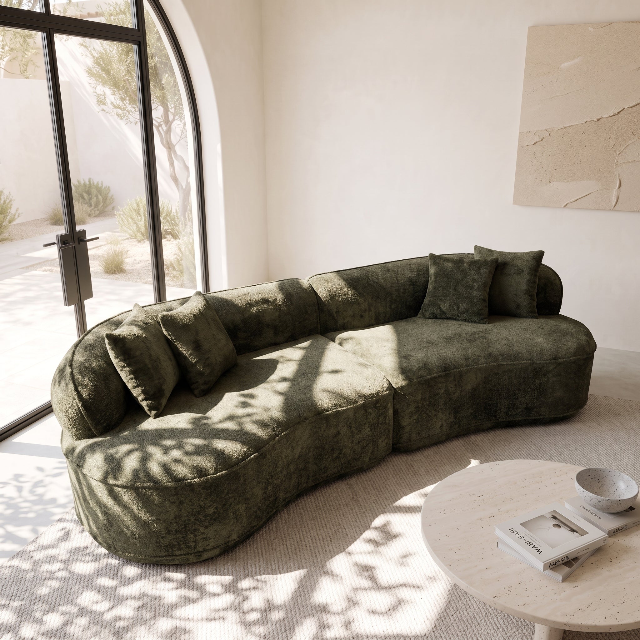 114" Modern Curved Boucle 4-Seat Sectional Sofa