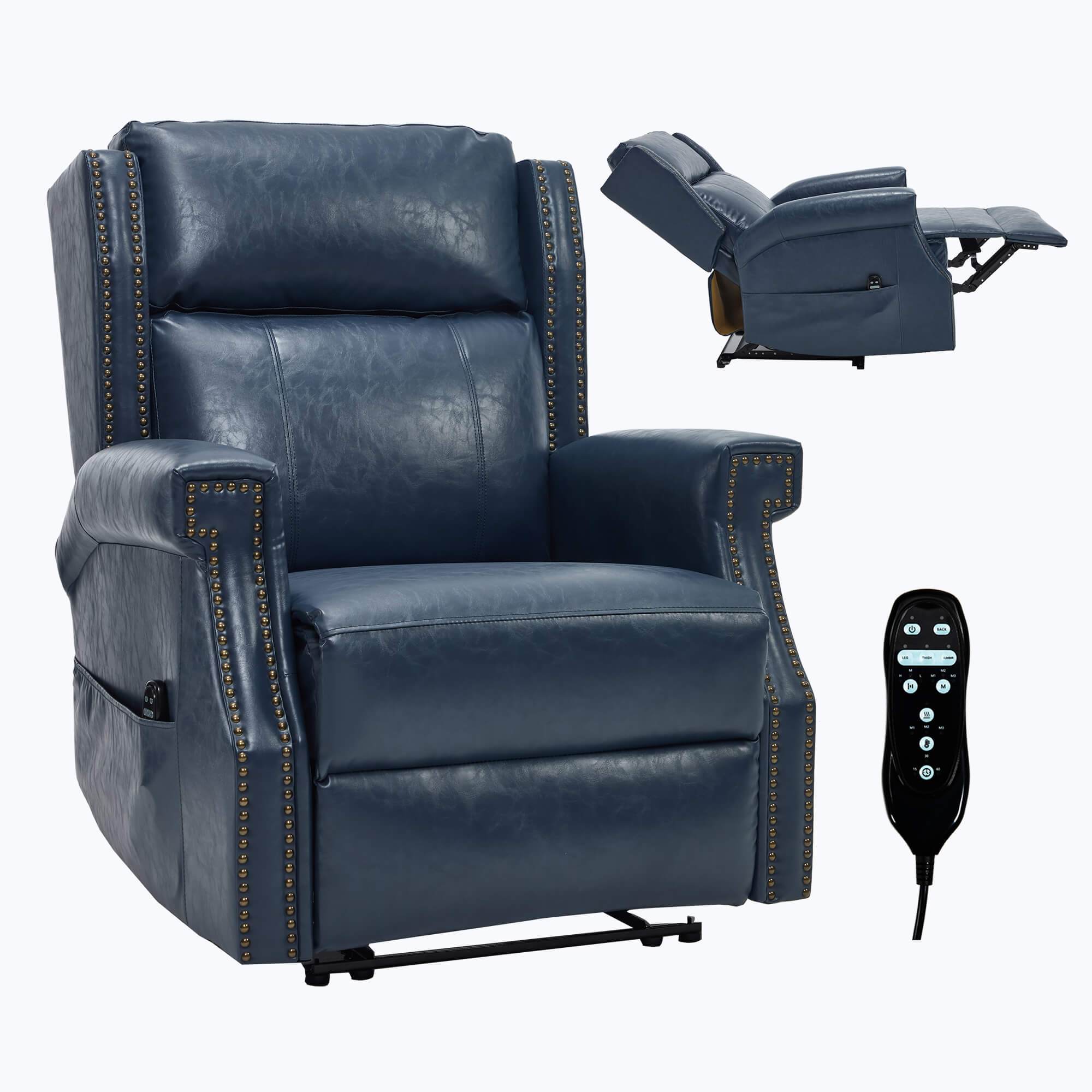 Waxed Faux Leather Massage Heat Modern Manual Recliner Chair