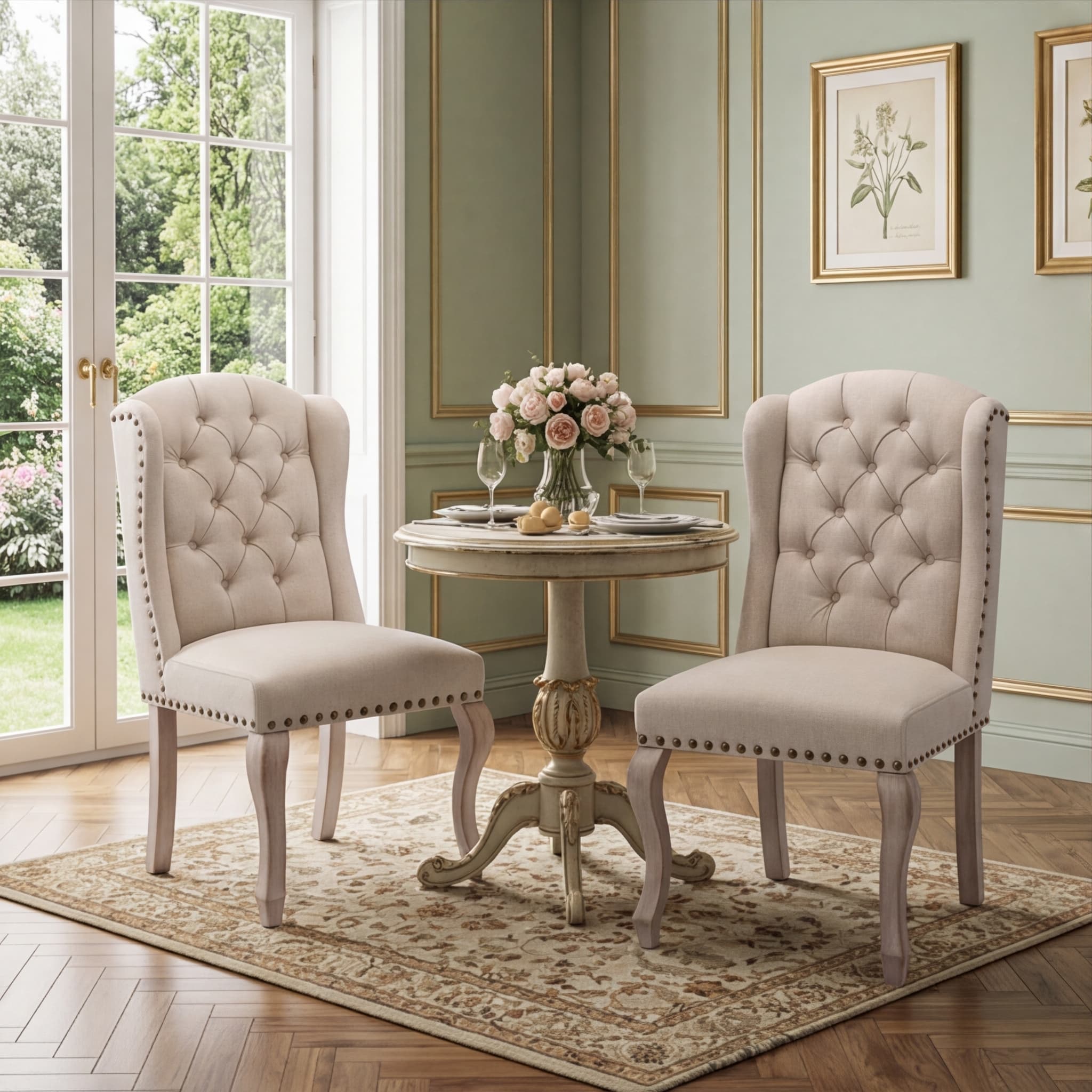 Parsons Linen Dining Chairs Set of 2 - 1296DC