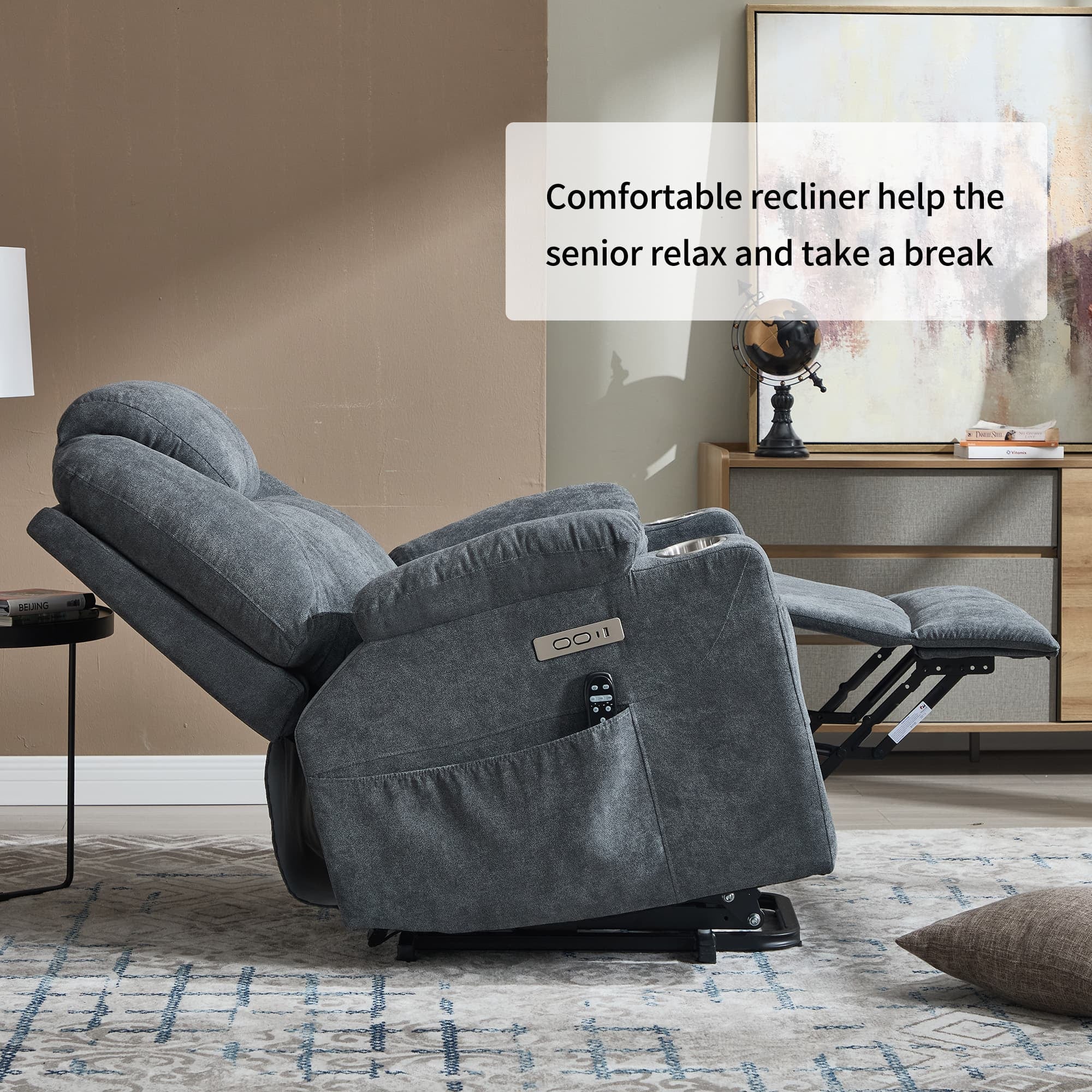 Power Lift Electric Massage Heat USB Recliner Chair