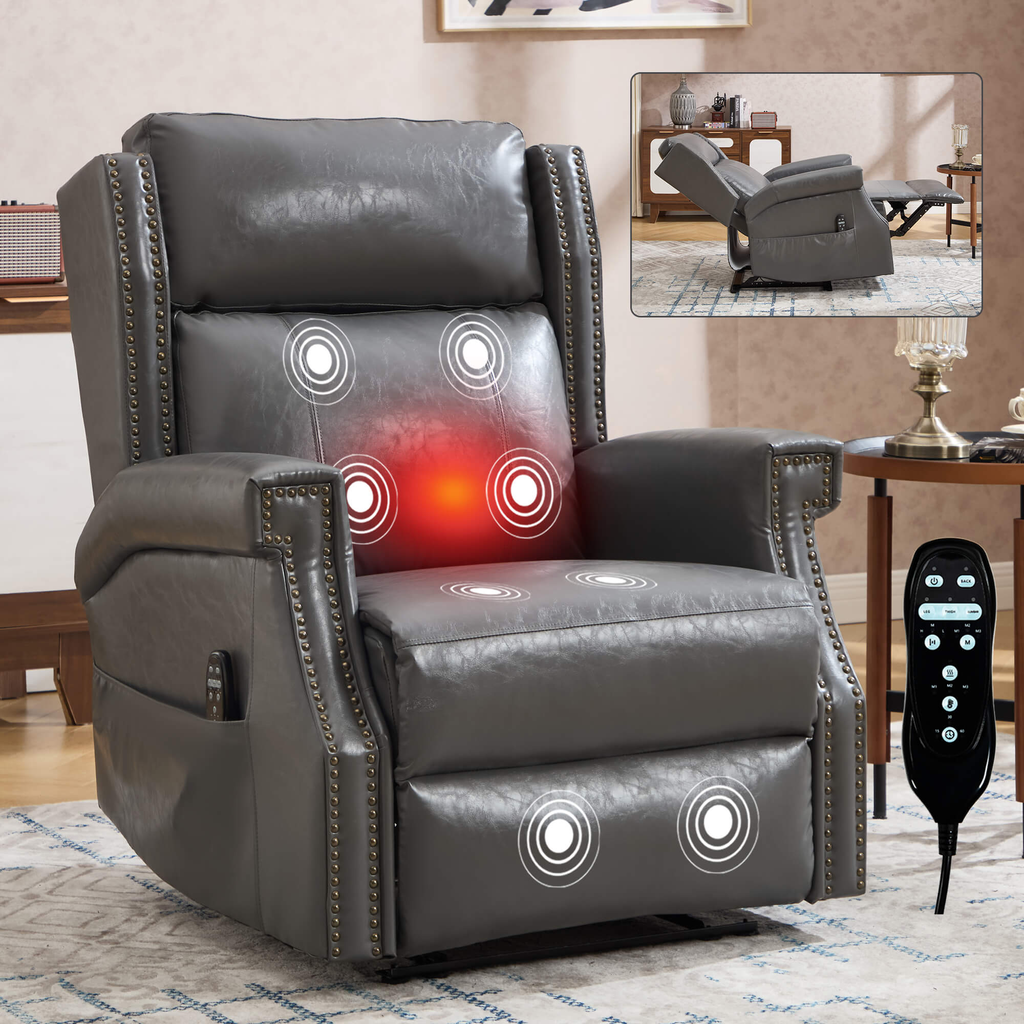 Modern Faux Leather Living Room Manual Recliner Chair
