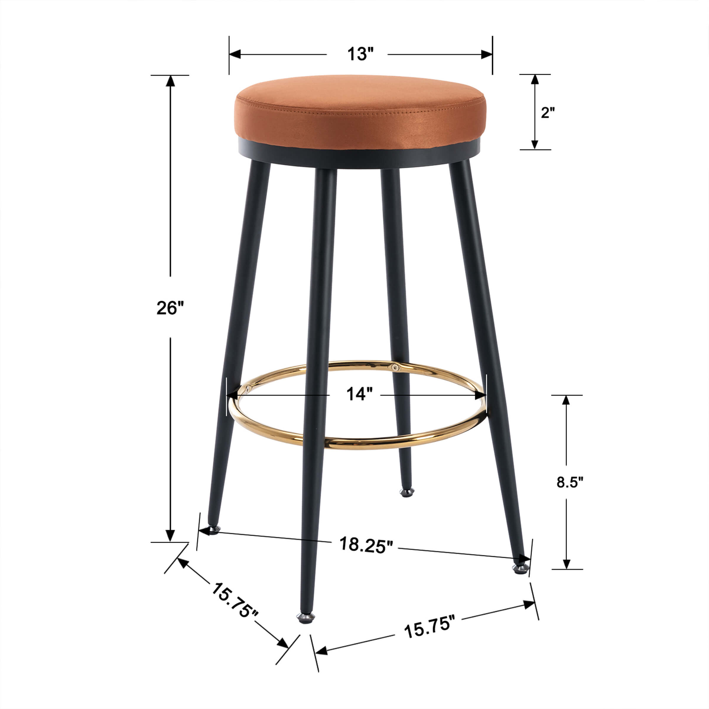 Kmax 30"H Modern Metal Counter Stools Set of 2 - 19618CS