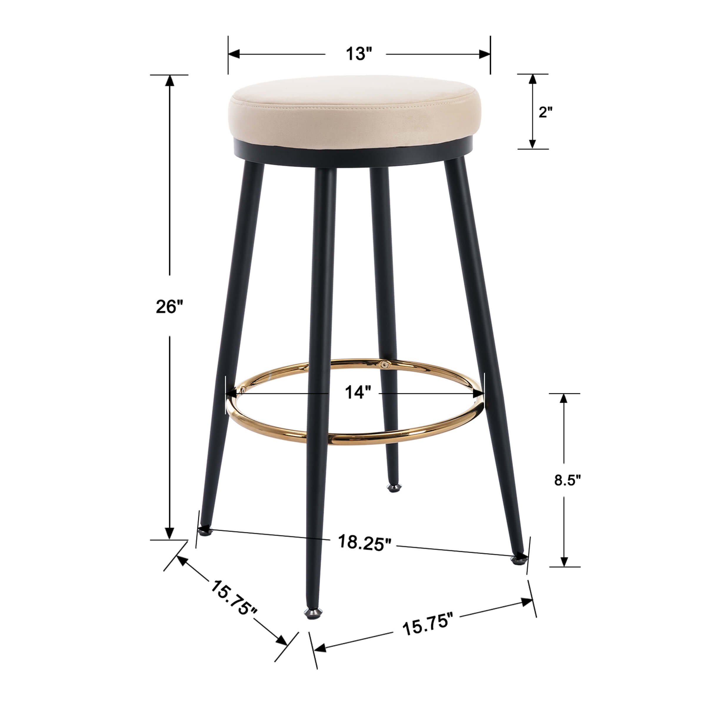 Kmax 30"H Modern Metal Counter Stools Set of 2 - 19618CS