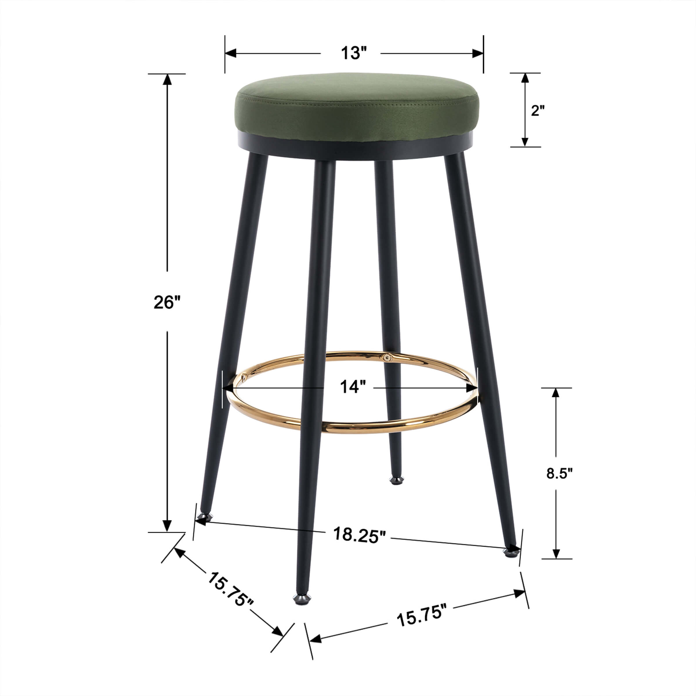 Kmax 30"H Modern Metal Counter Stools Set of 2 - 19618CS