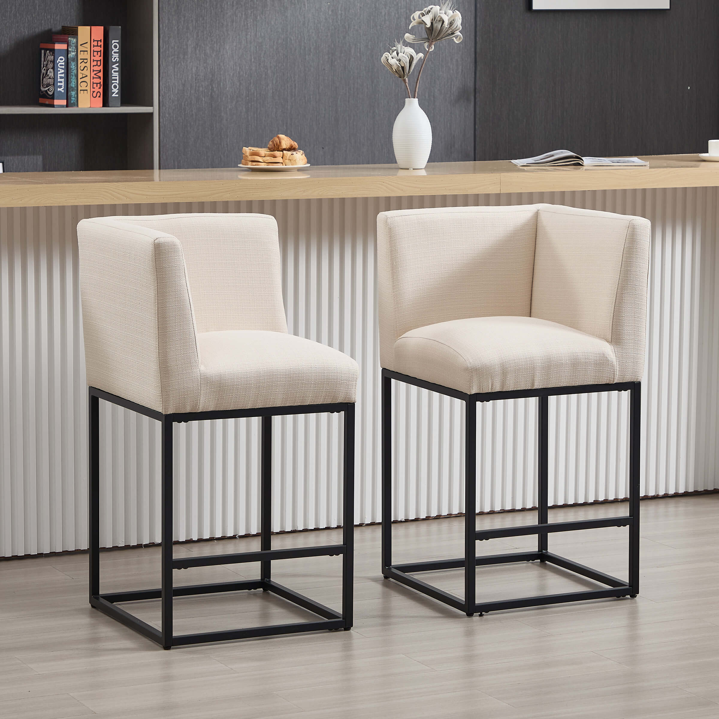 VESCASA Double Sides Linen Counter Stools - 5691CS