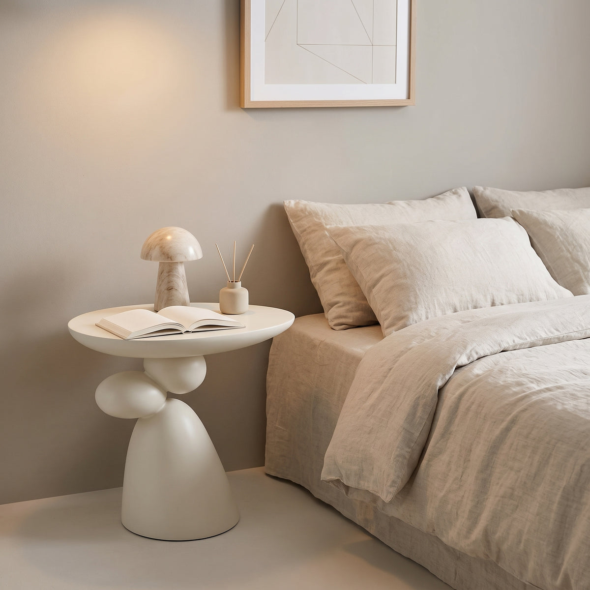 20" Modern Minimalist Sculptural Fiberglass Side Table