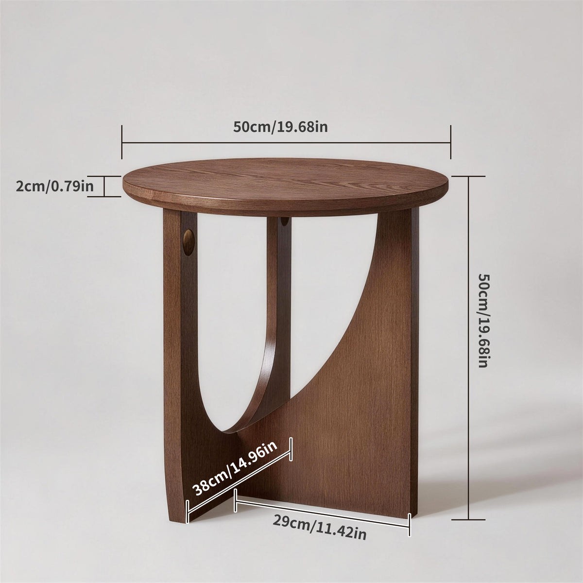 20" Modern Round Solid Wood Side Table