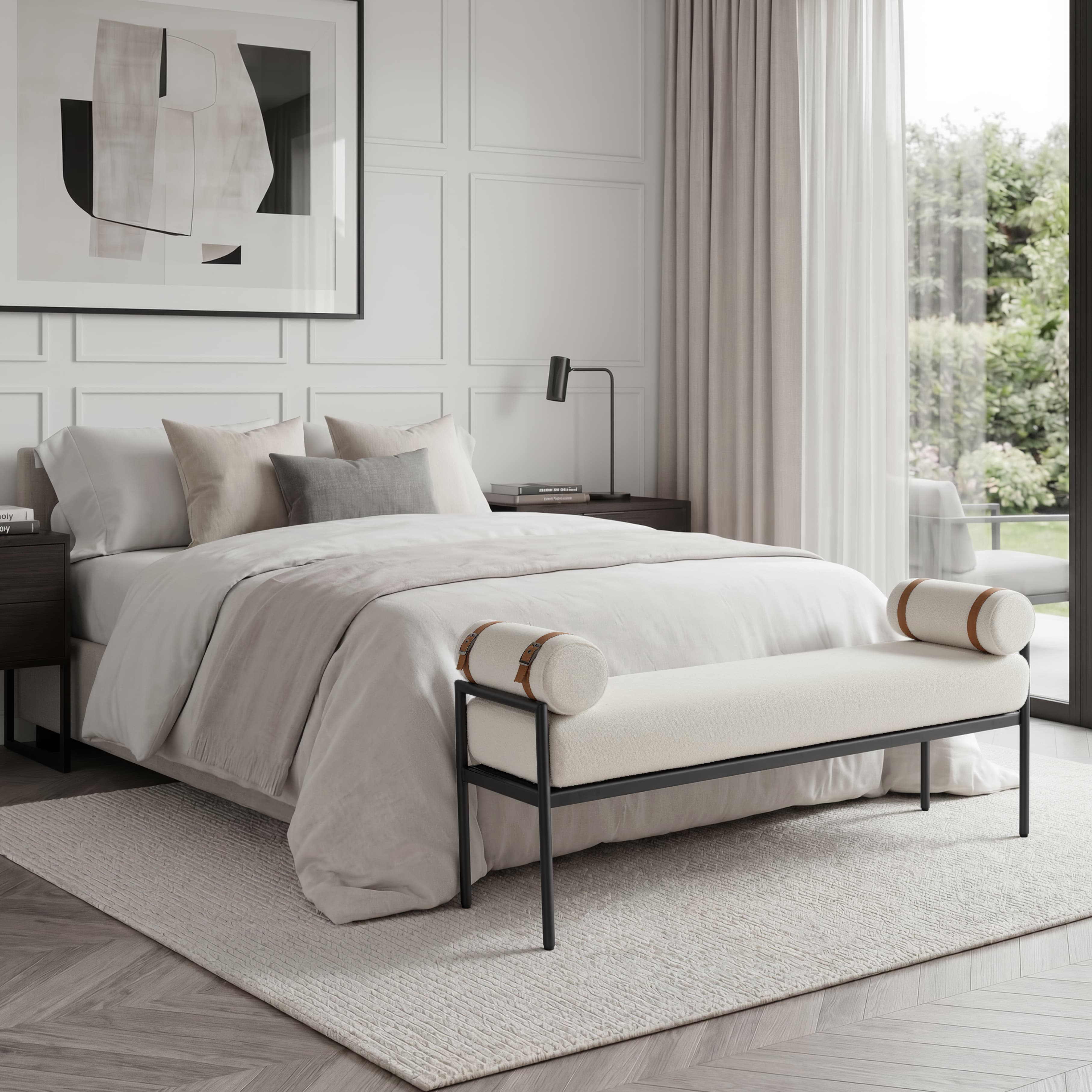 55 "W Bedroom Bench with Removable Pillows - 2160BH