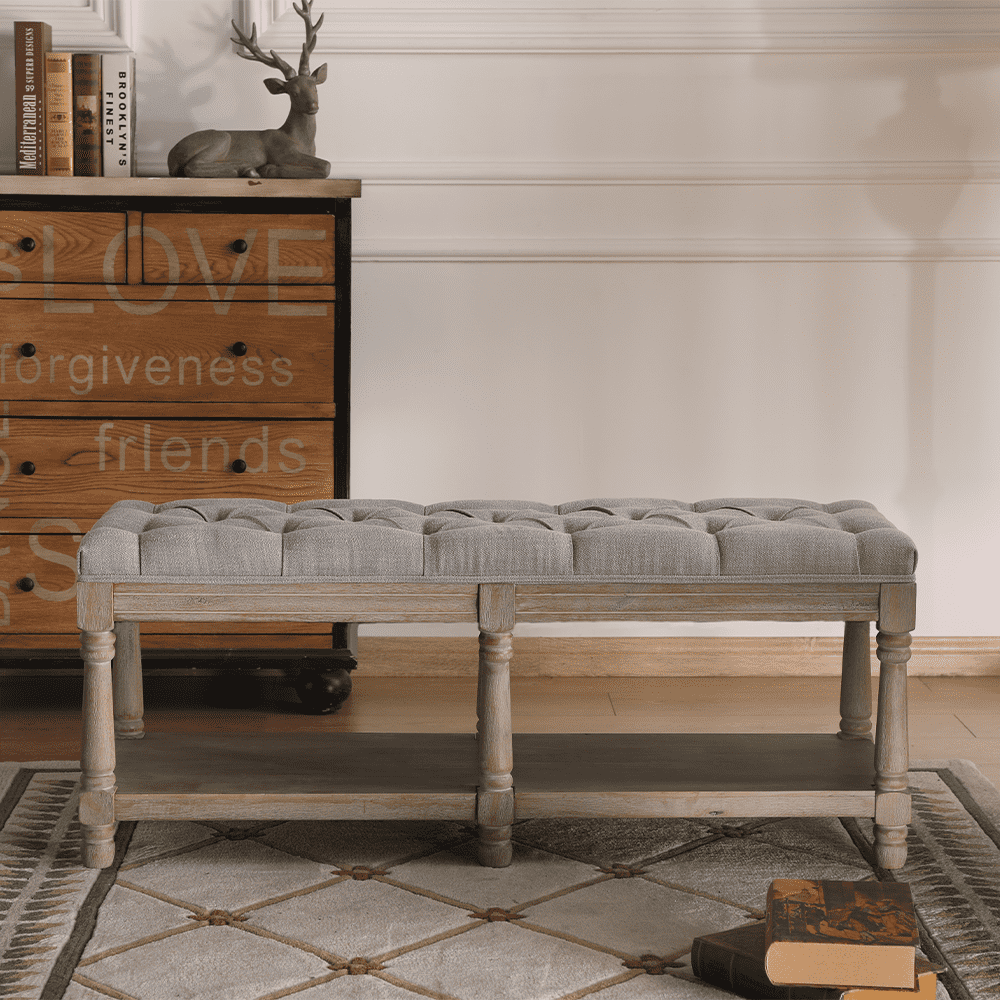 Janoray Classic Nail-head Shoe Rack Bench - 2204BH