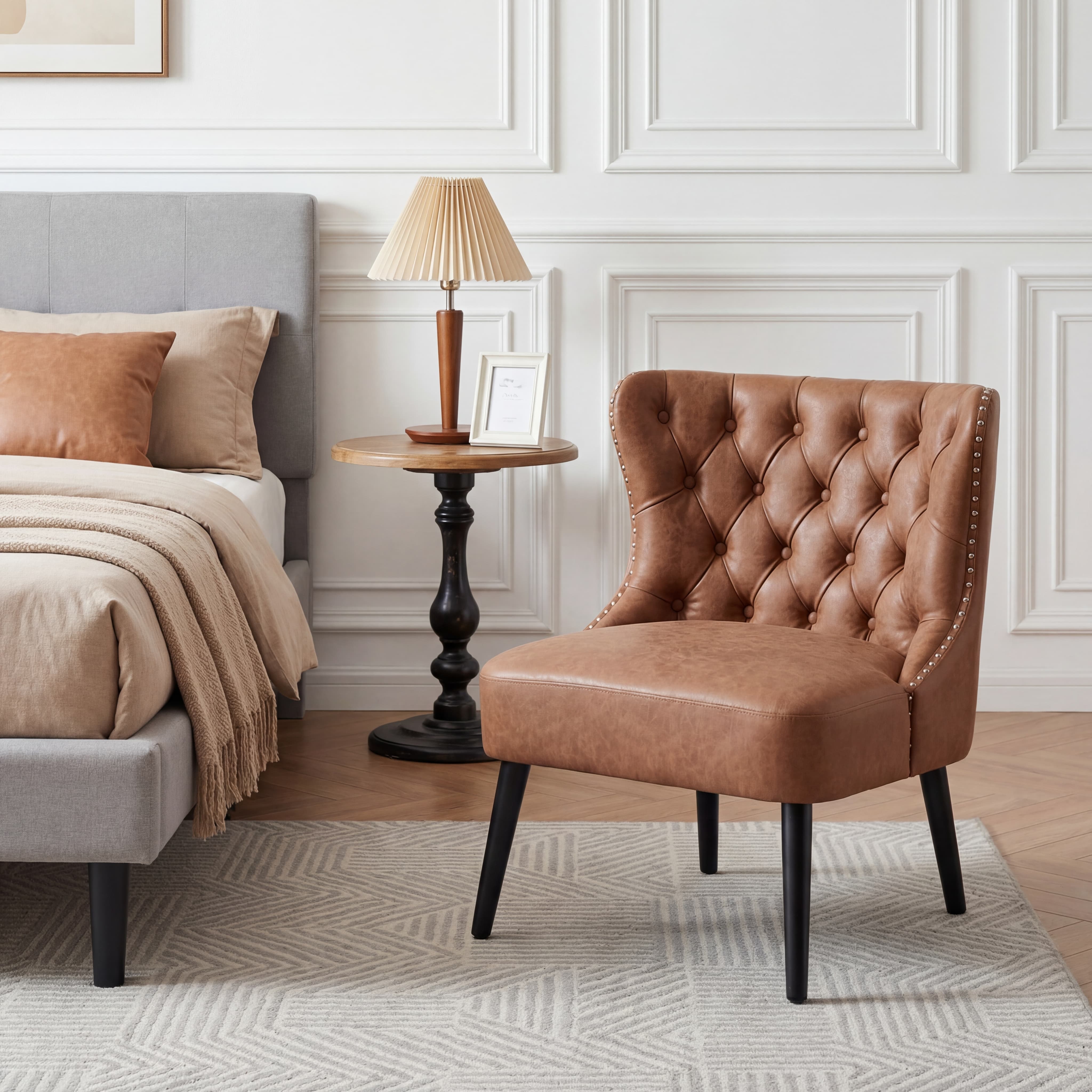 Slipper Chairs with Button Tufted Wingback - 2323AC