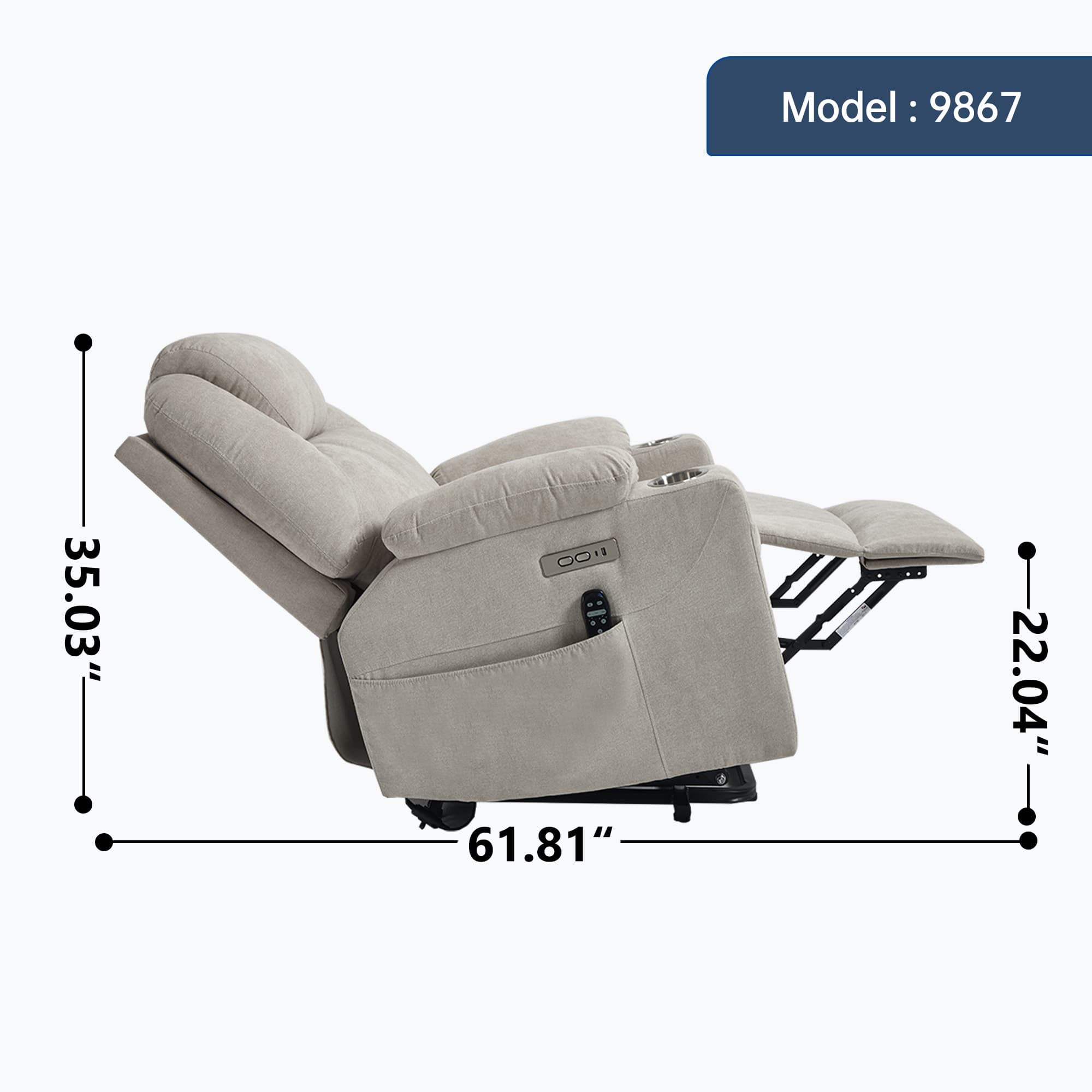 Power Lift Electric Massage Heat USB Recliner Chair