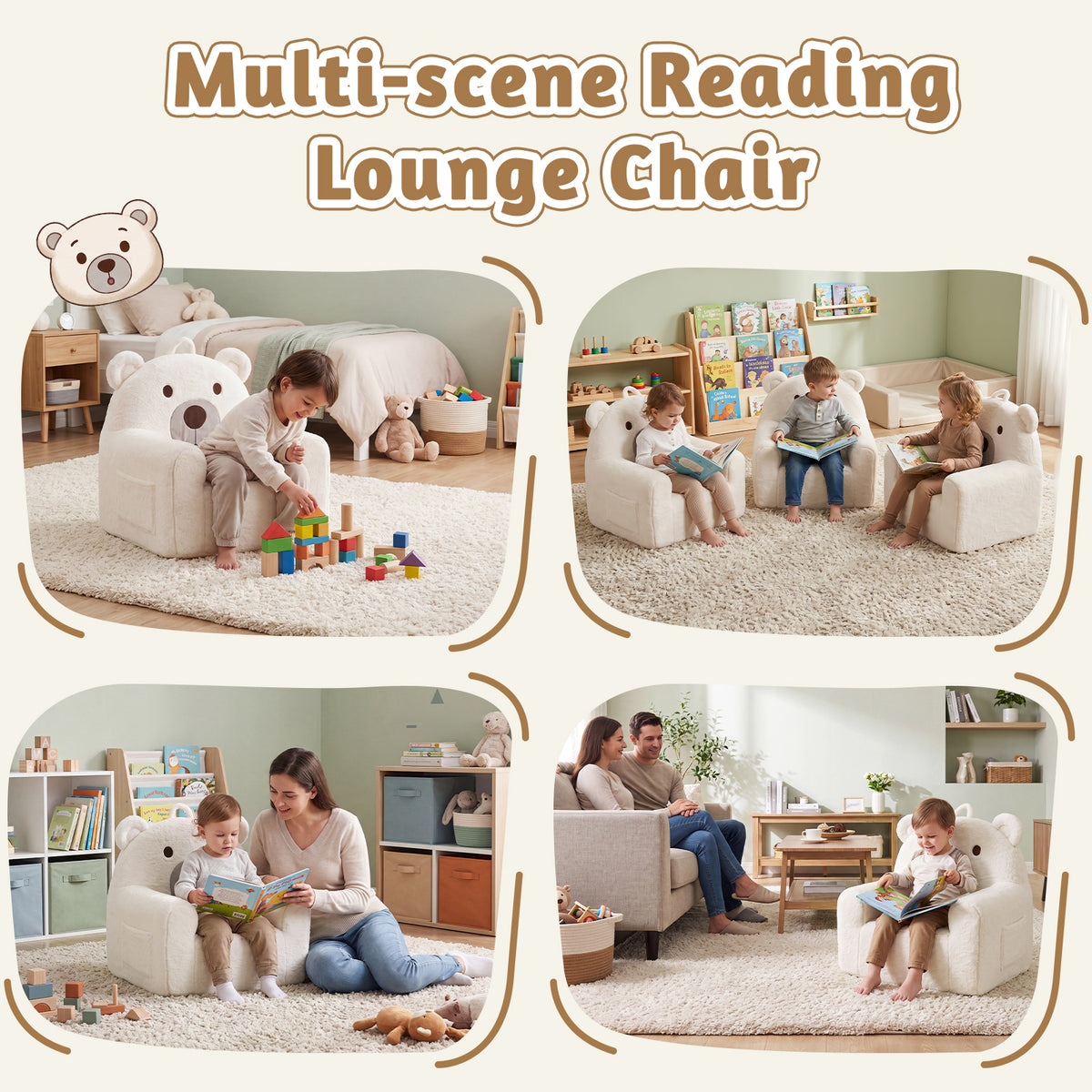 24" Bear Kids Faux Fur Sofa Chair