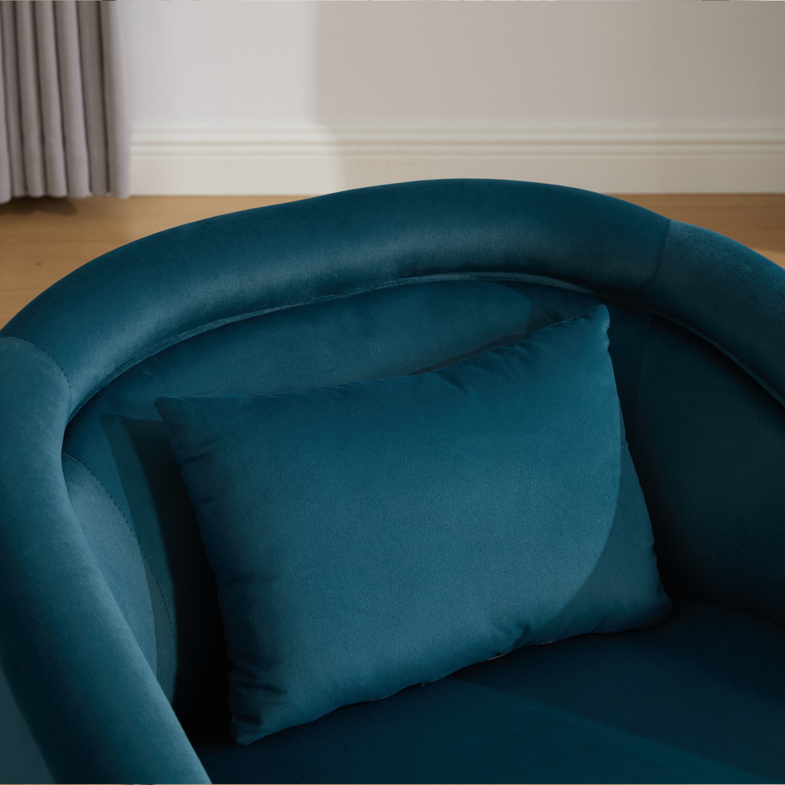 Velvet Pumpkin 360° Swivel Barrel Accent Chair