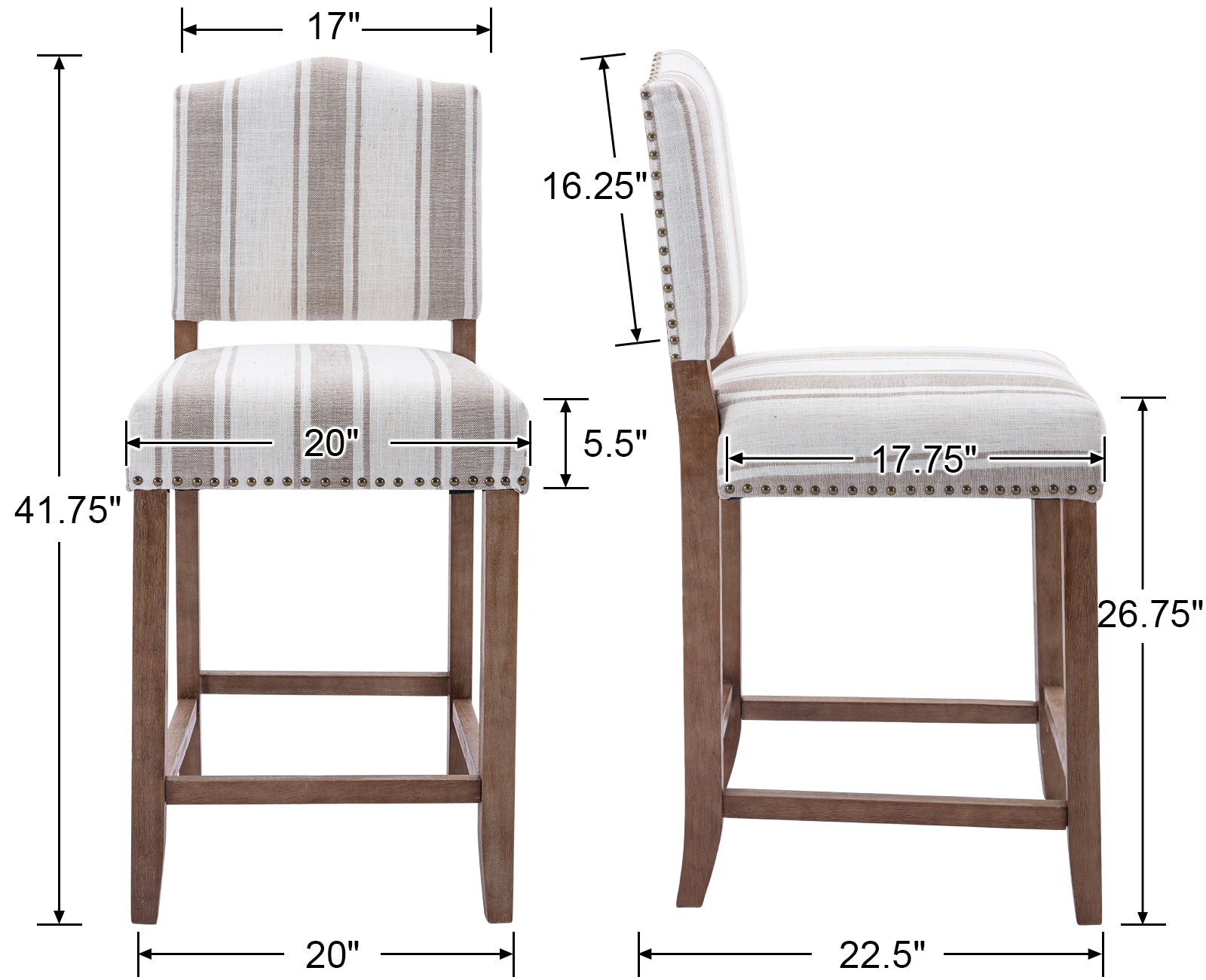 26"H Linen Counter Height Bar Stools Set of 2 - 5699CS