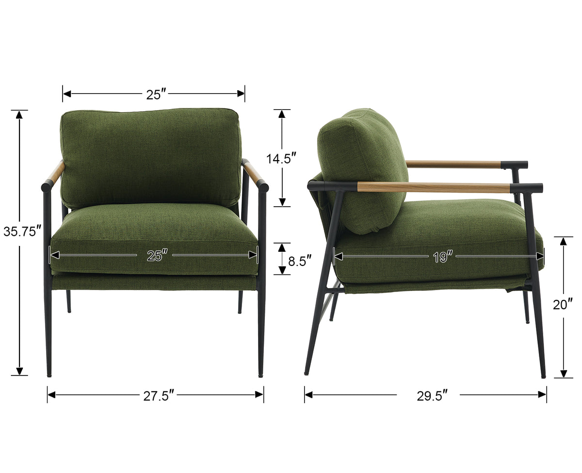 28"W Upholstered Mid Century Accent Chair 1 PCS - 19005AC