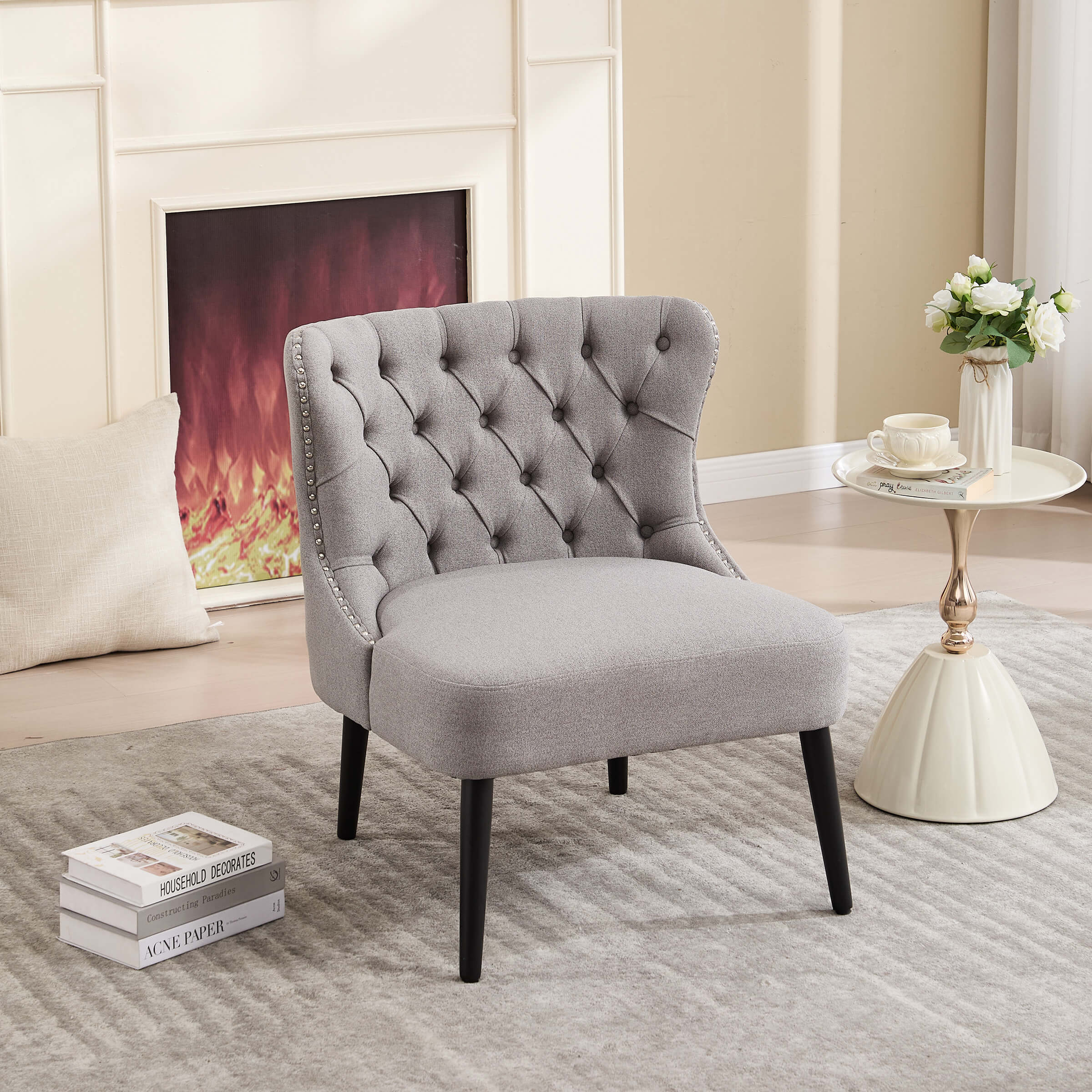 KMAX Slipper Chairs with Button Tufted Wingback - 2323AC