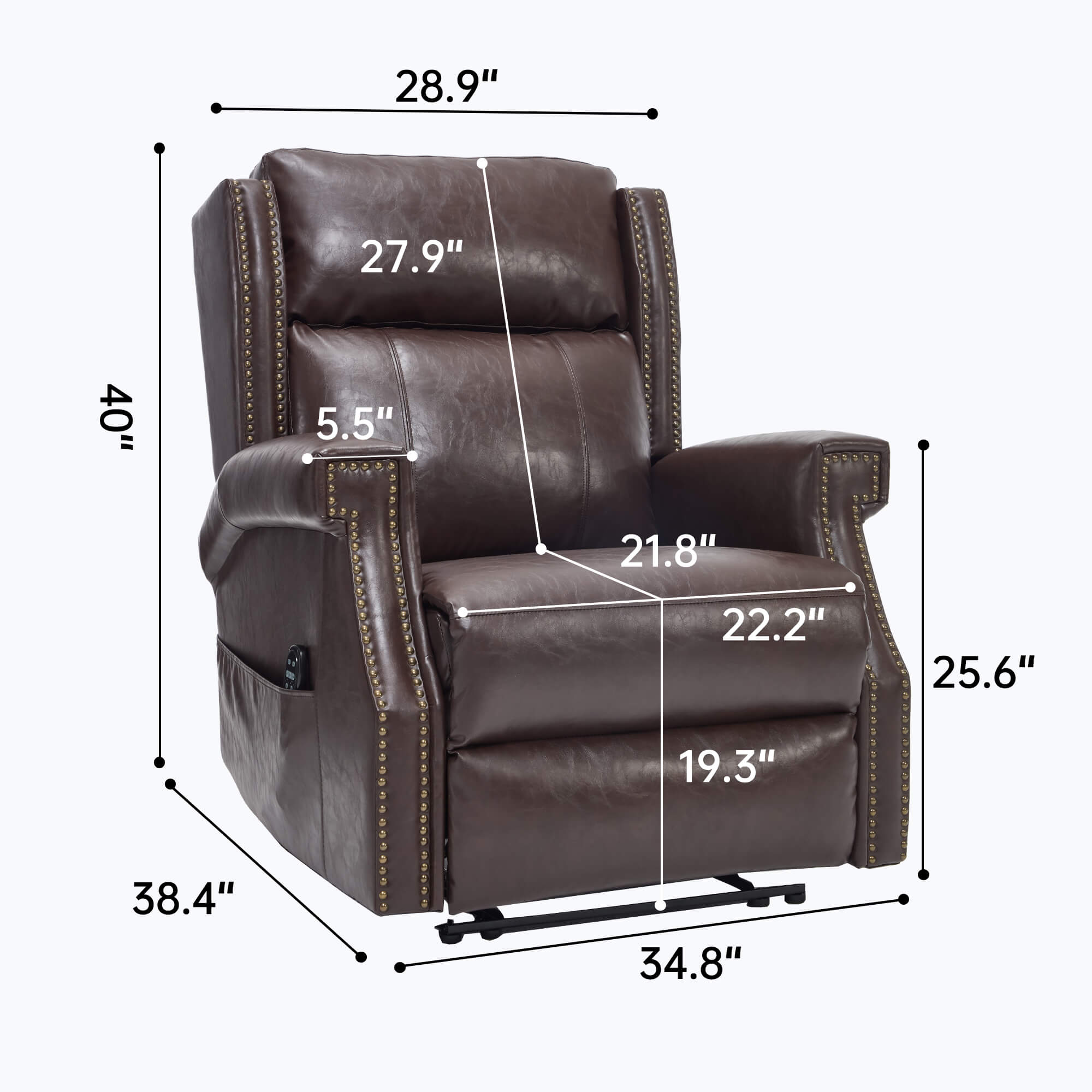 Waxed Faux Leather Massage Heat Modern Manual Recliner Chair