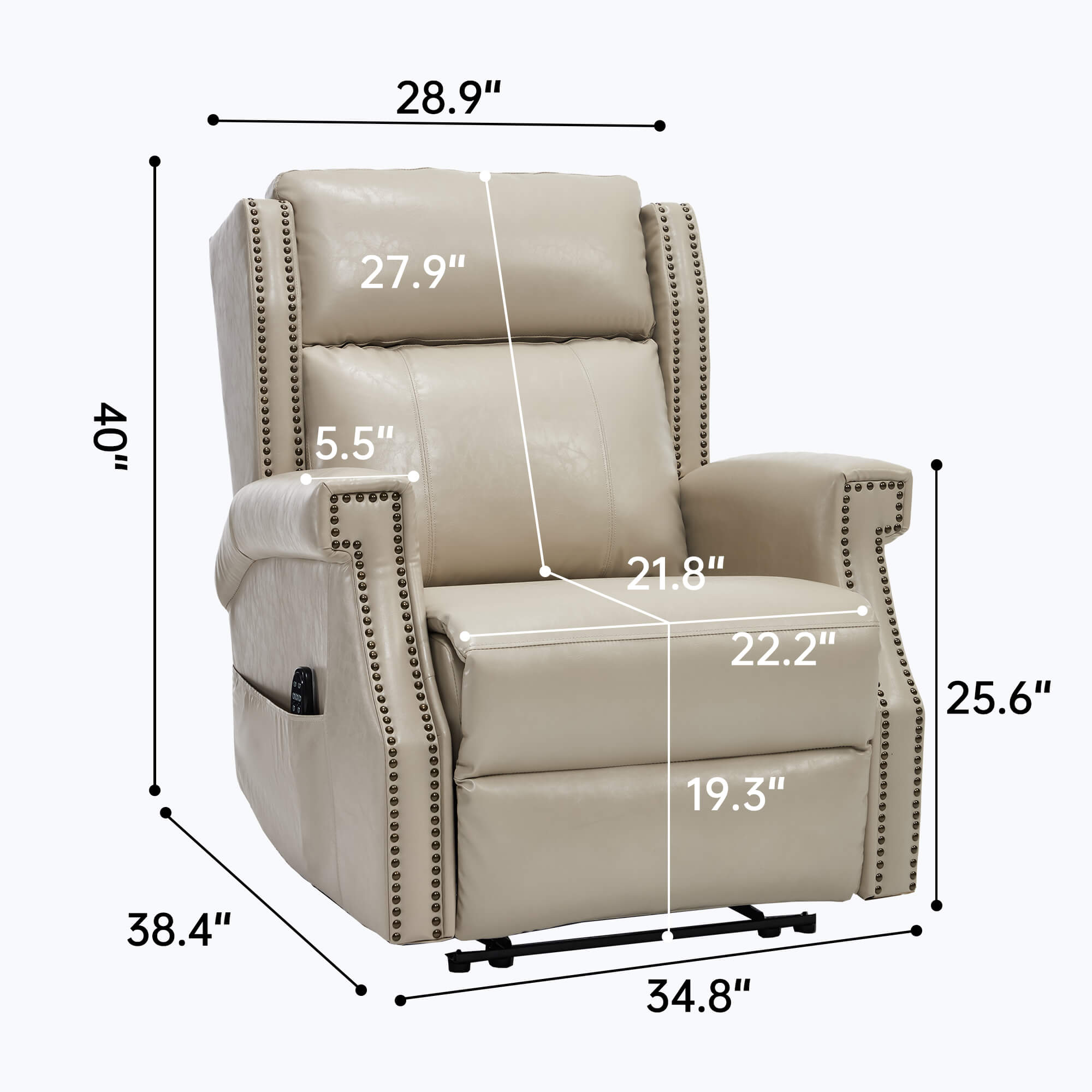 Waxed Faux Leather Massage Heat Modern Manual Recliner Chair