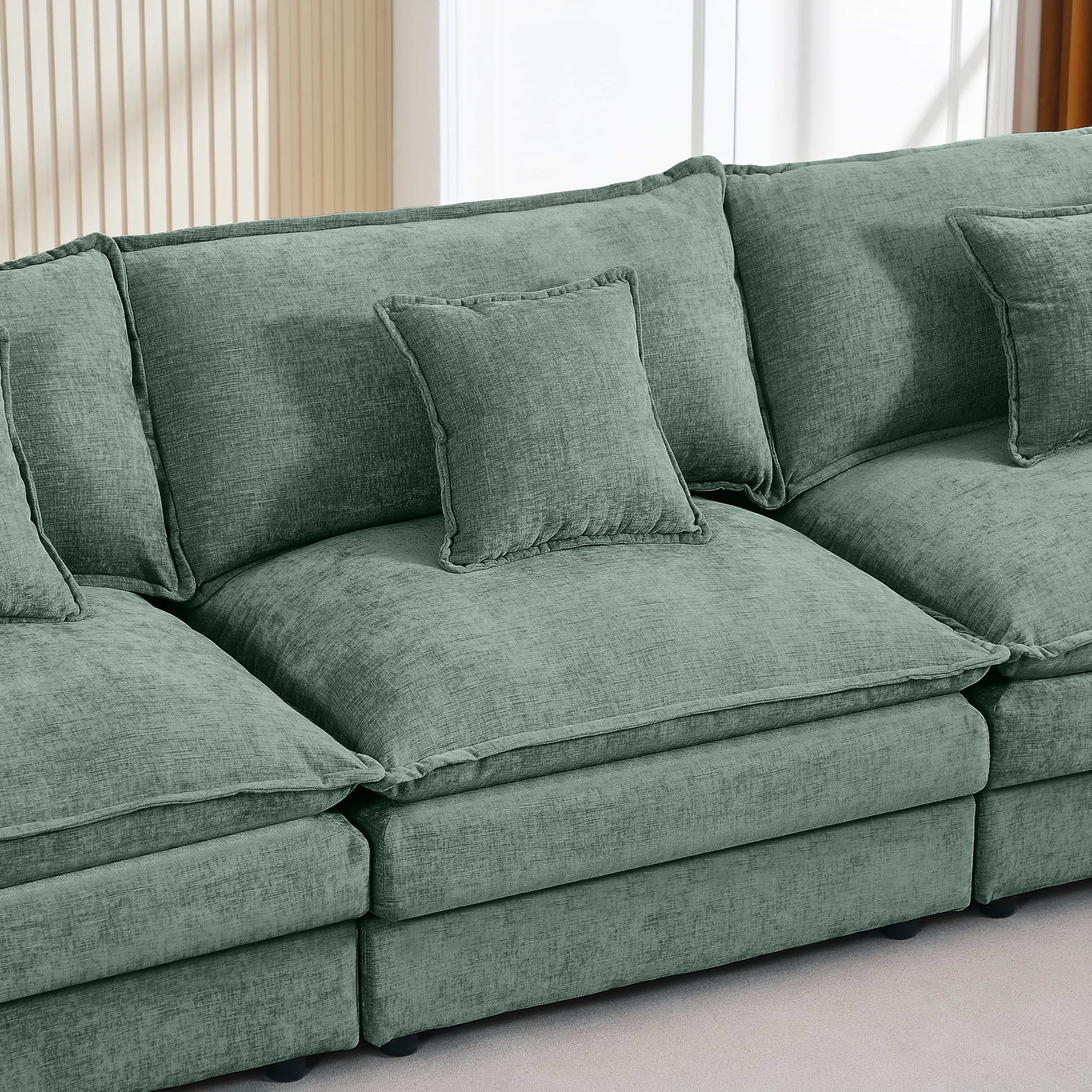 102" L Shape Chenille Modular Sectional 3 Seater Couch with Ottoman