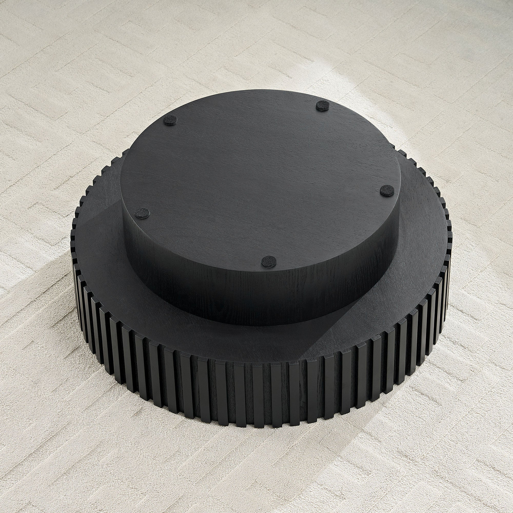 31.5" Modern Wood Coffee Table with Fluted Sides & Storage