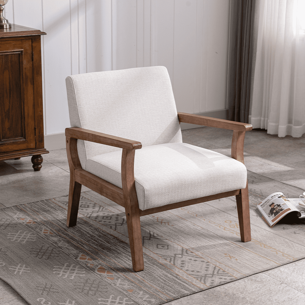 Janoray Mid Century Linen Fabric Armchair 1 PCS - 3461