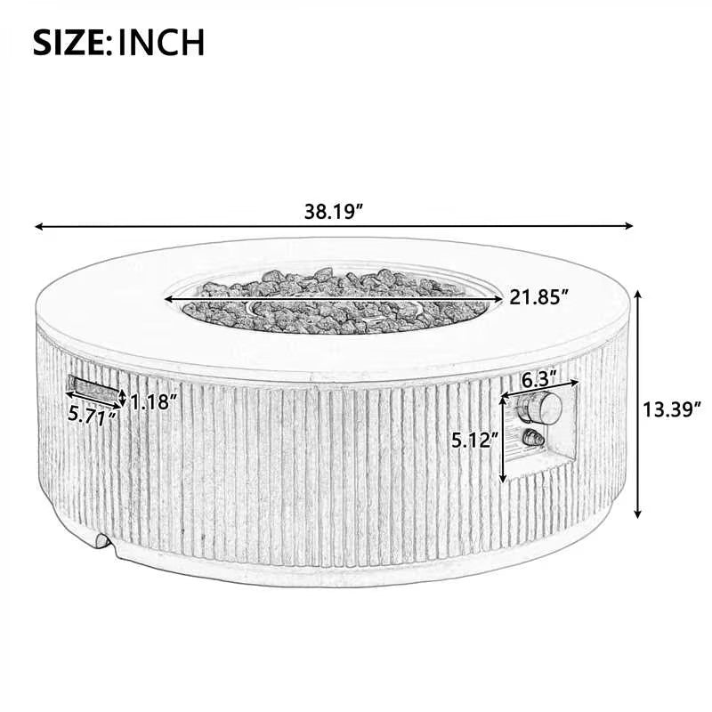 38" MGO Round Propane Fire Pit with Vertical Stripe