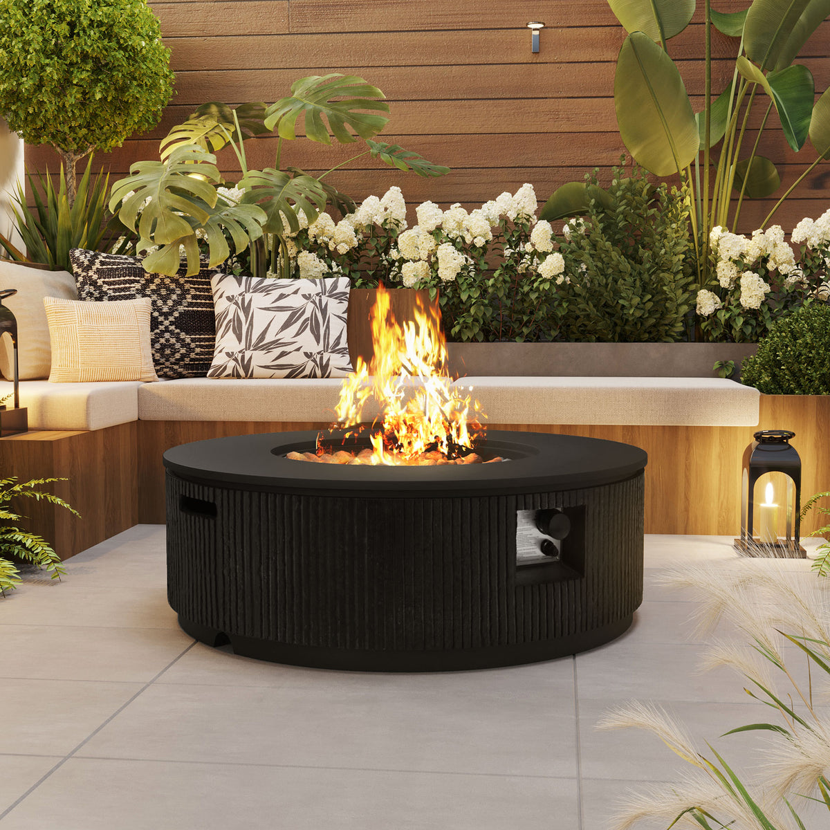 38" MGO Round Propane Fire Pit with Vertical Stripe