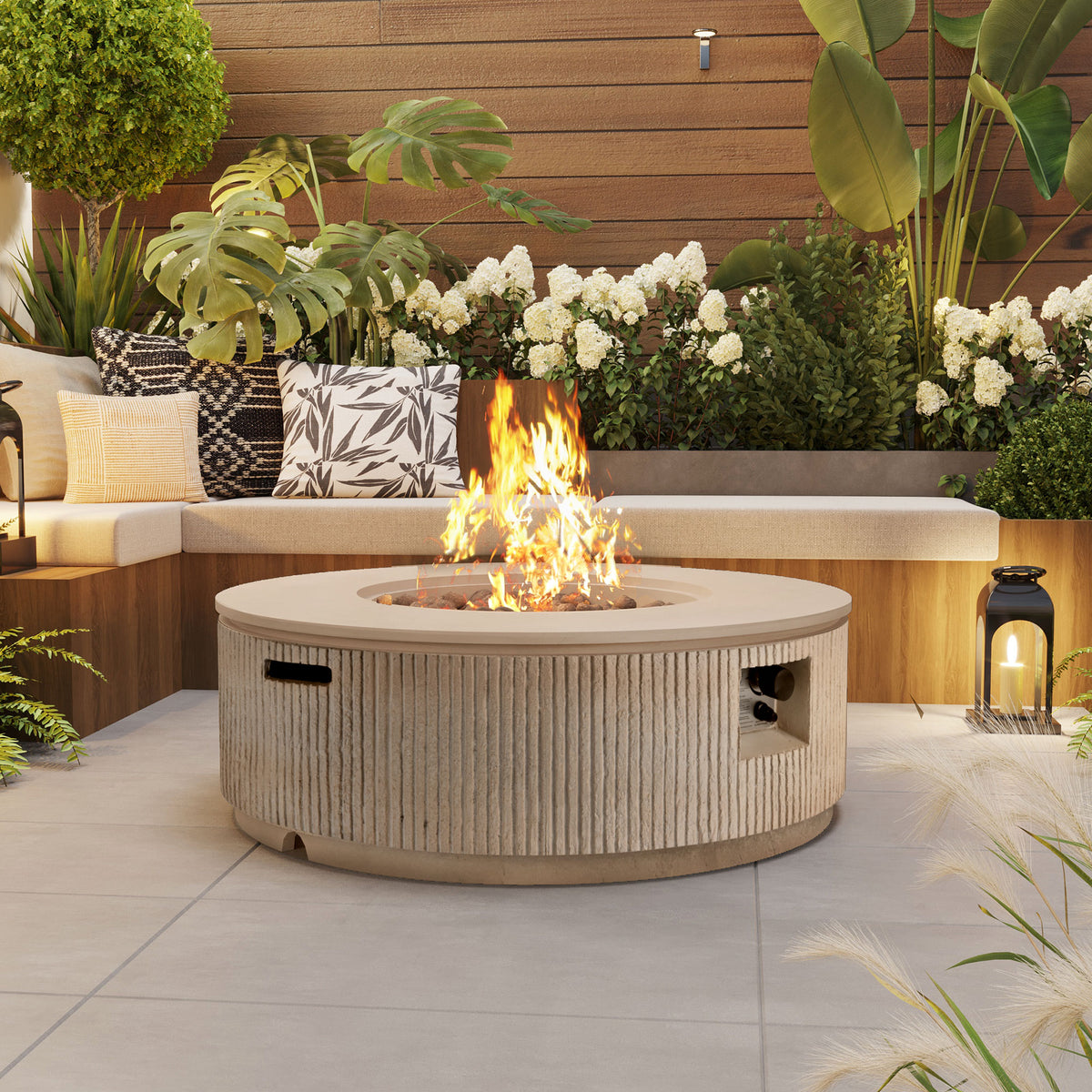 38" MGO Round Propane Fire Pit with Vertical Stripe