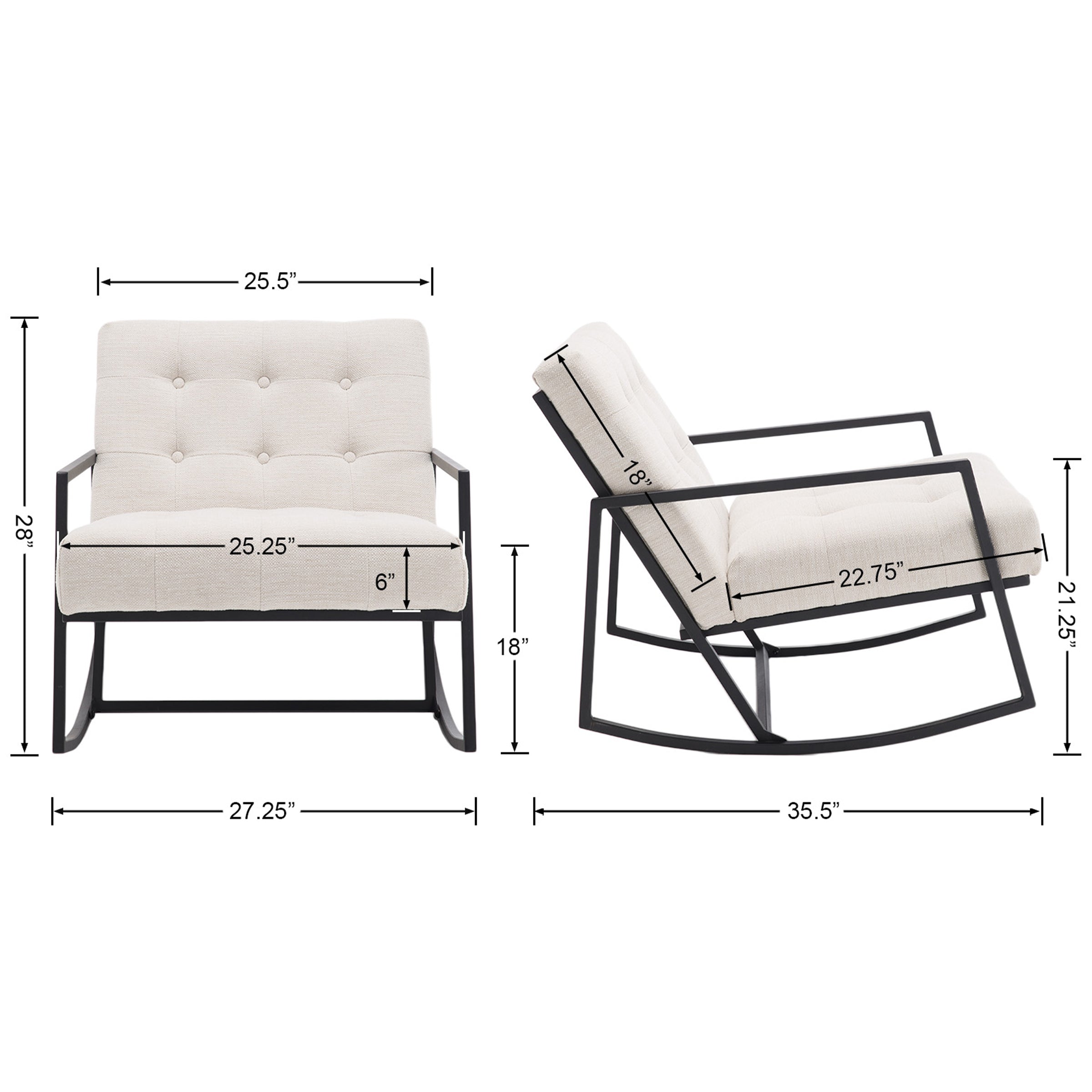 VESCASA Linen Rocking Recliner Chair 1 PCS - 3935RC