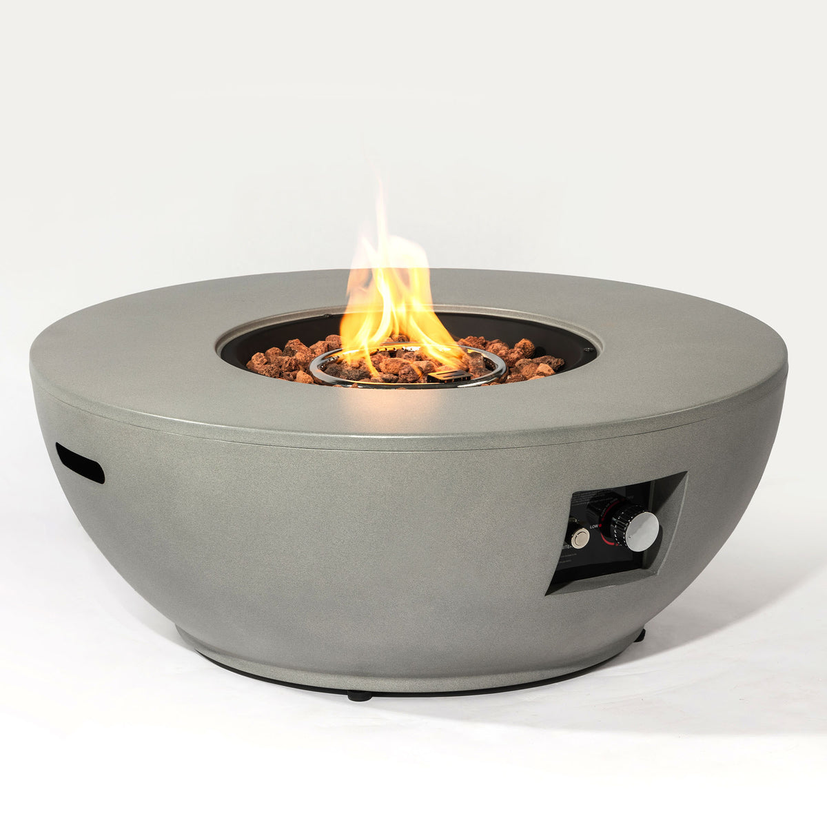 37" Grey Round Propane Fire Pit with Tank Cover