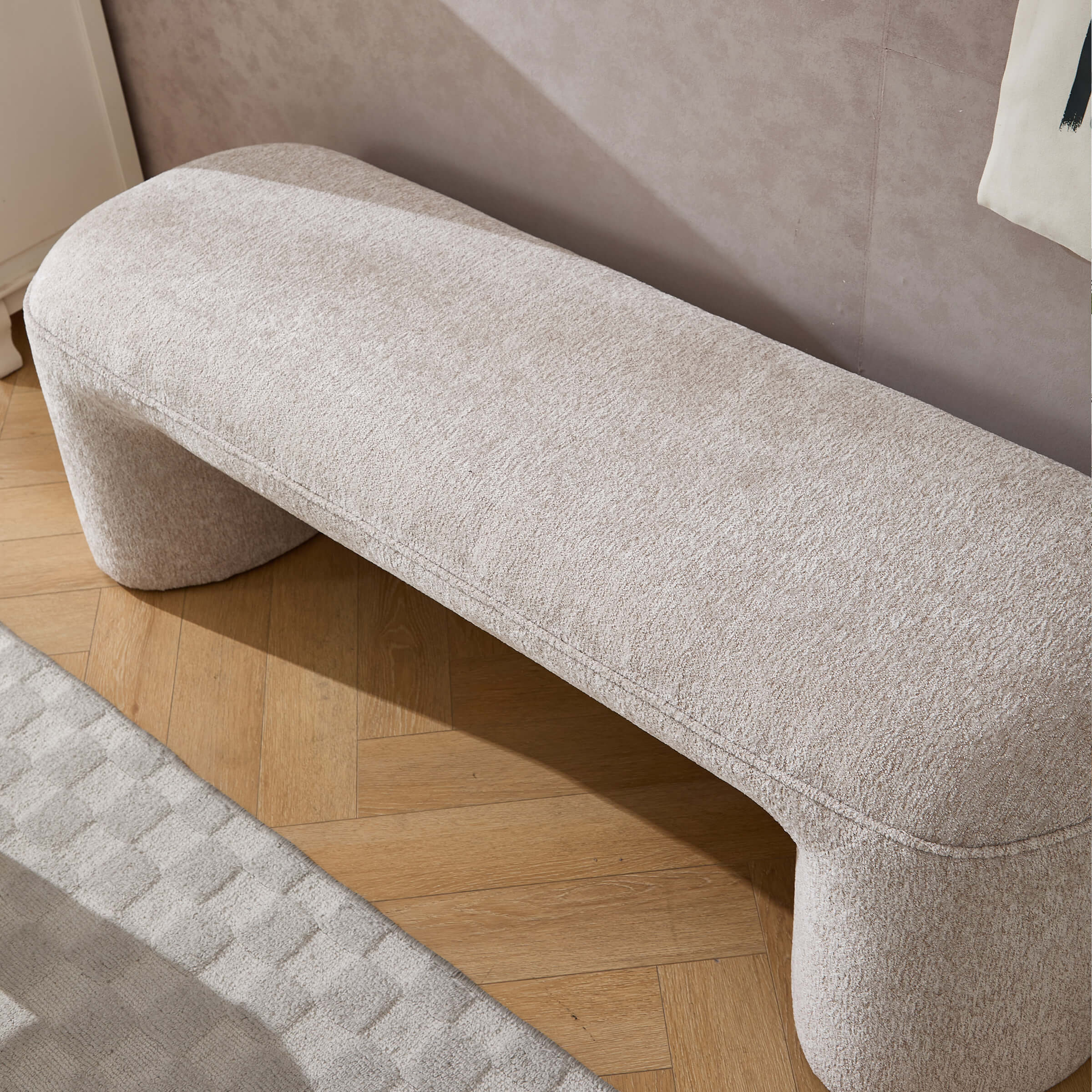 ZH4YOU 53"W Bedroom Bench with 2 Small Stools - 2653BH