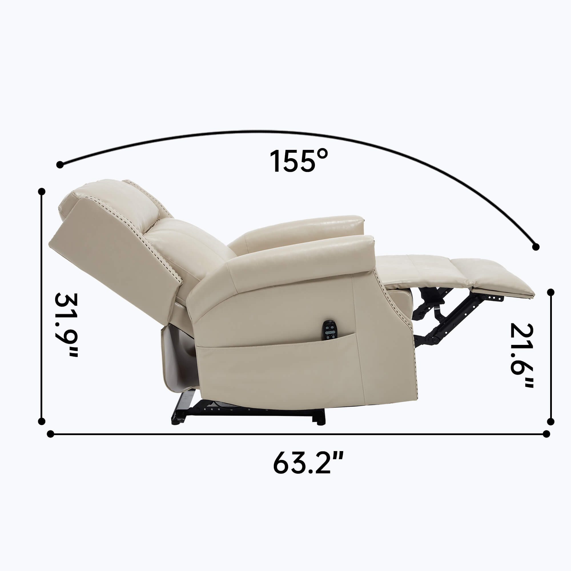 Waxed Faux Leather Massage Heat Modern Manual Recliner Chair