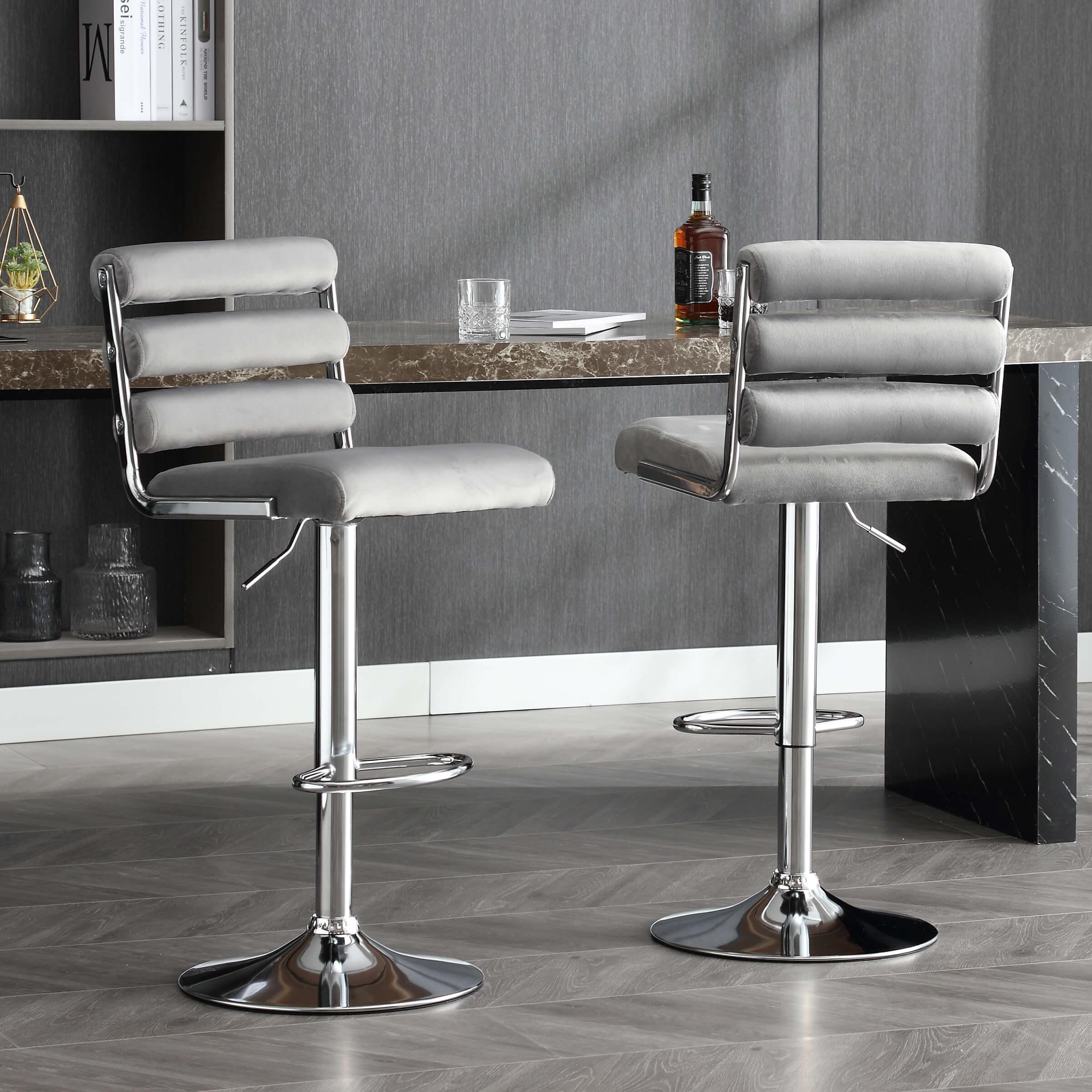 EALSON Glam Adjustable Swivel Bar Stools Set of 2 - 1715AB