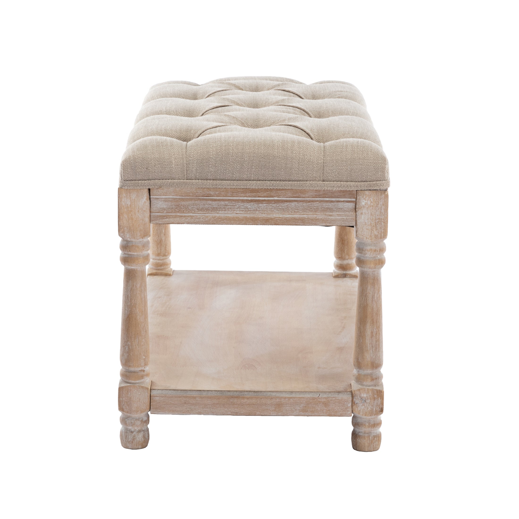 Front view of tufted bench
