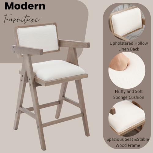 CIMOTA 26” Upholstered Linen Counter Stools Set of 2 - 5804
