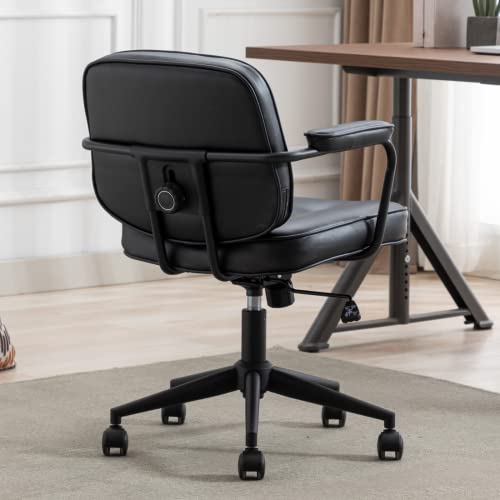Black leather chair rear view