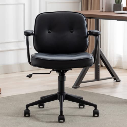 Black leather chair front view