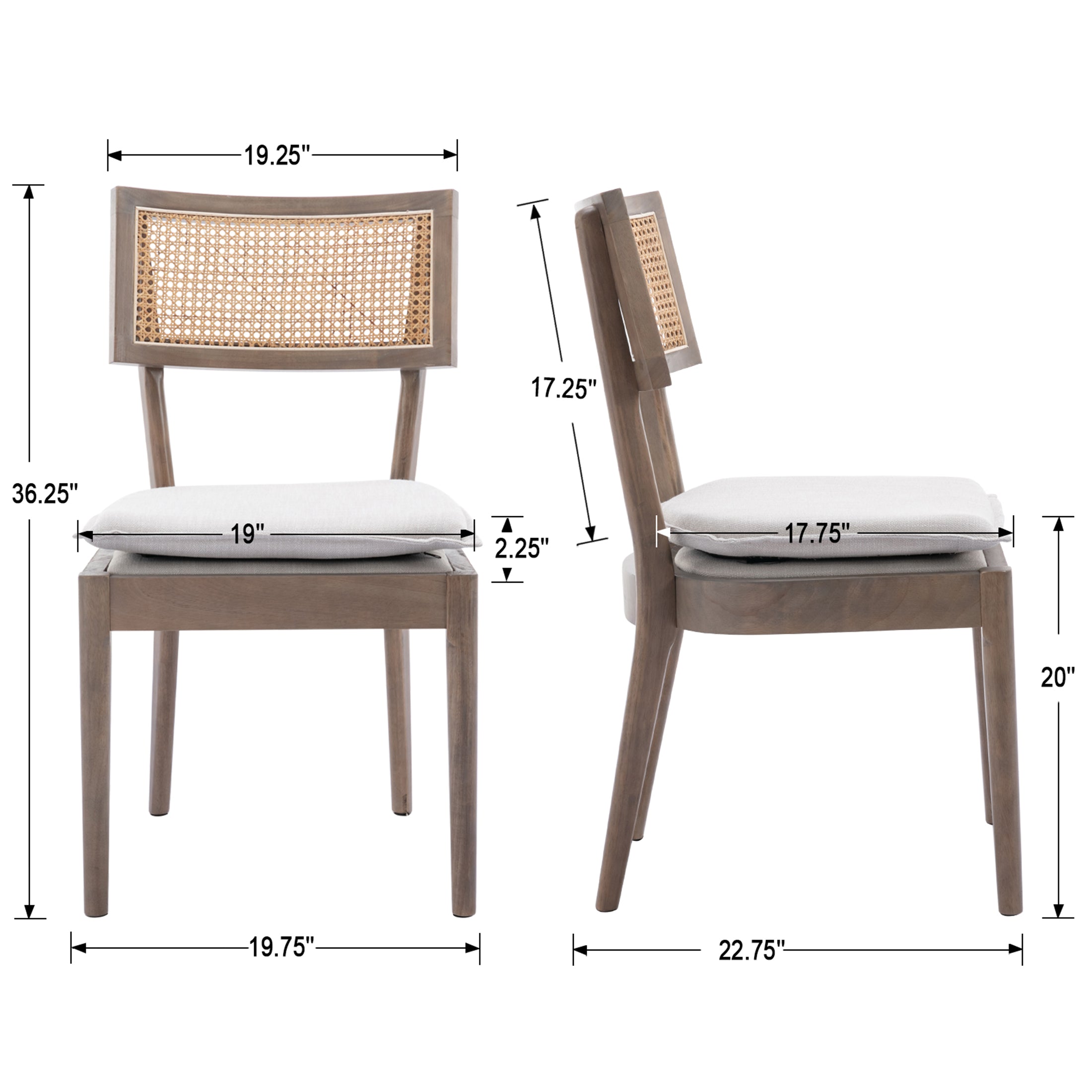Dimensions diagram of dining chair