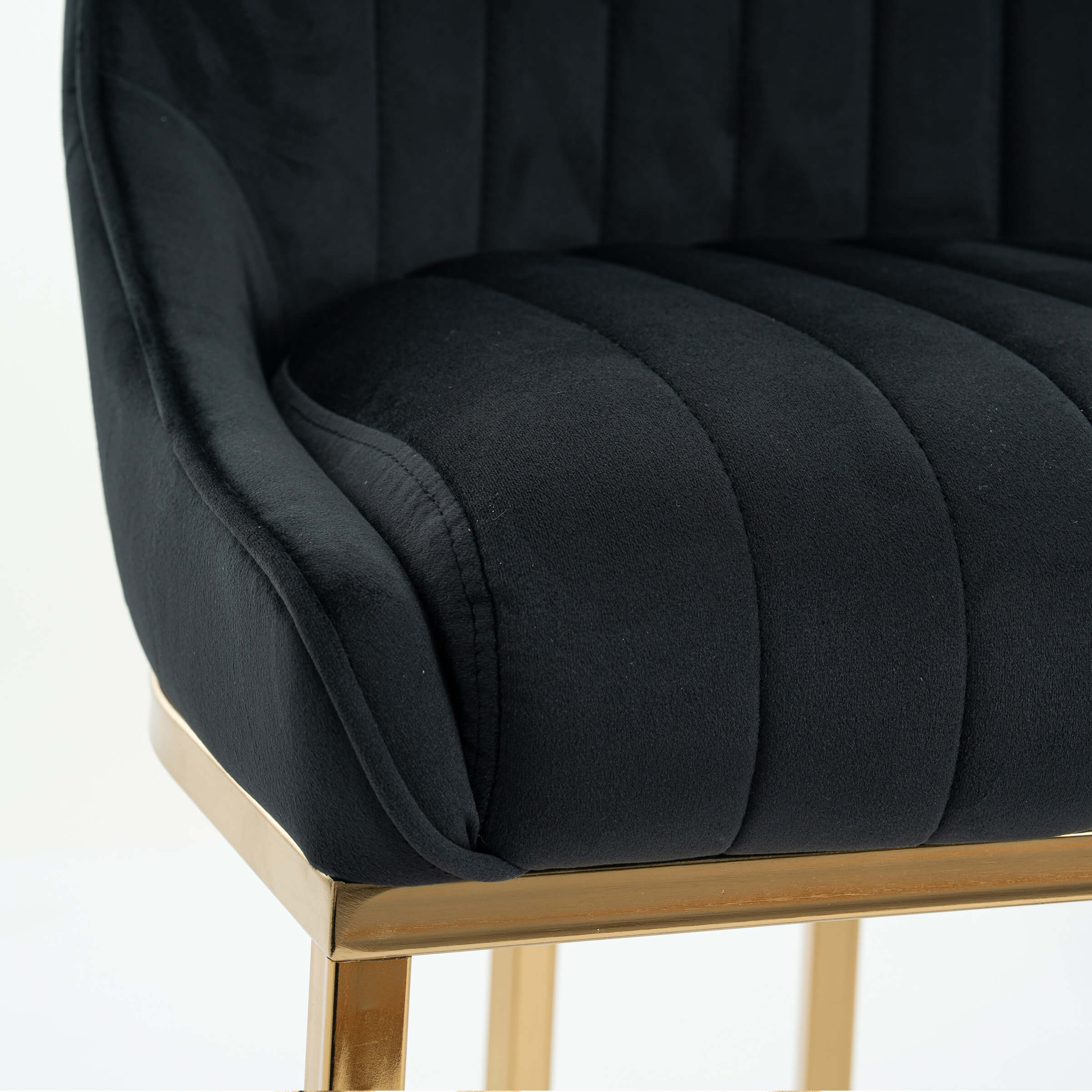 Navy velvet seat cushion close-up