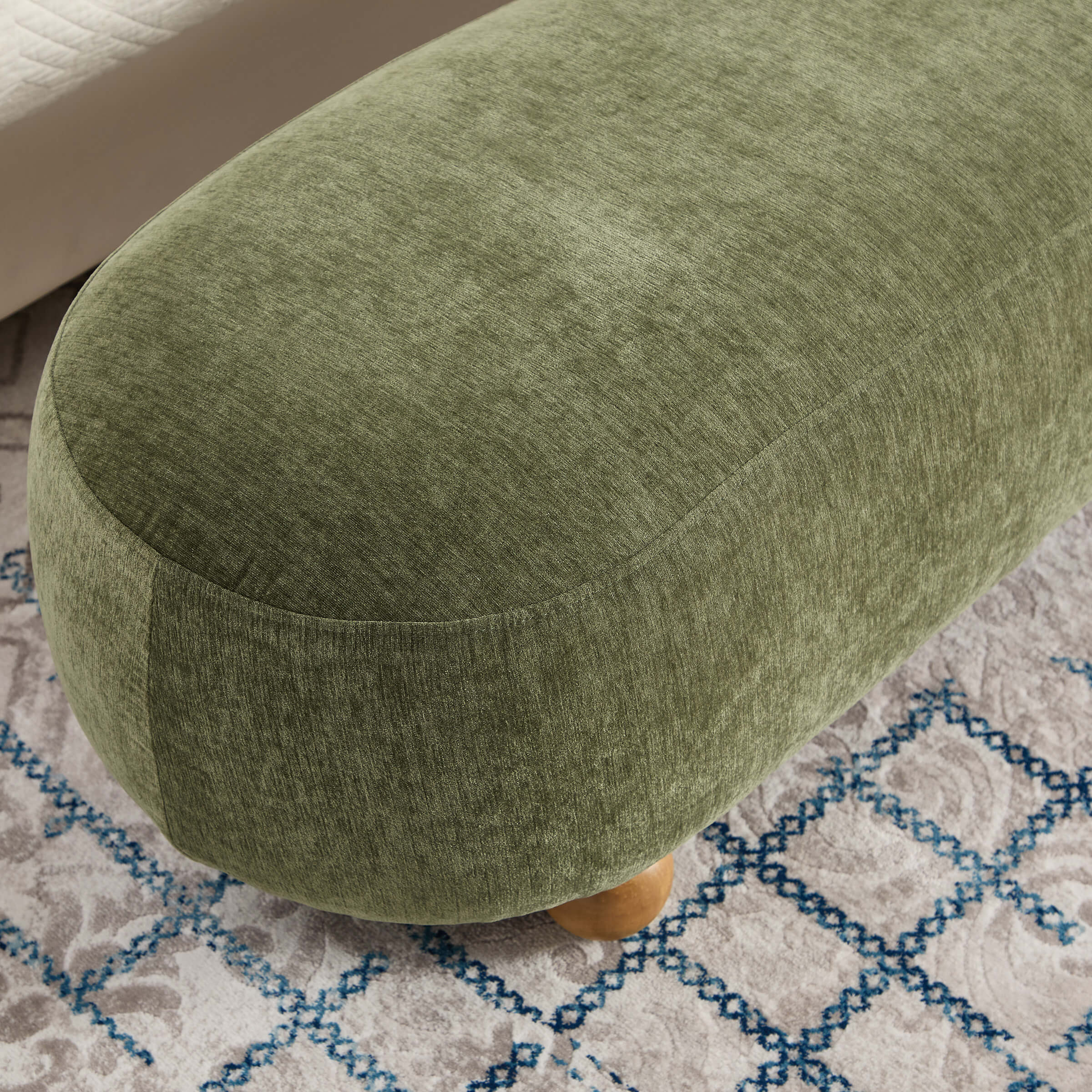 Ottoman Bench with Round Solid Wood Legs-2685BH