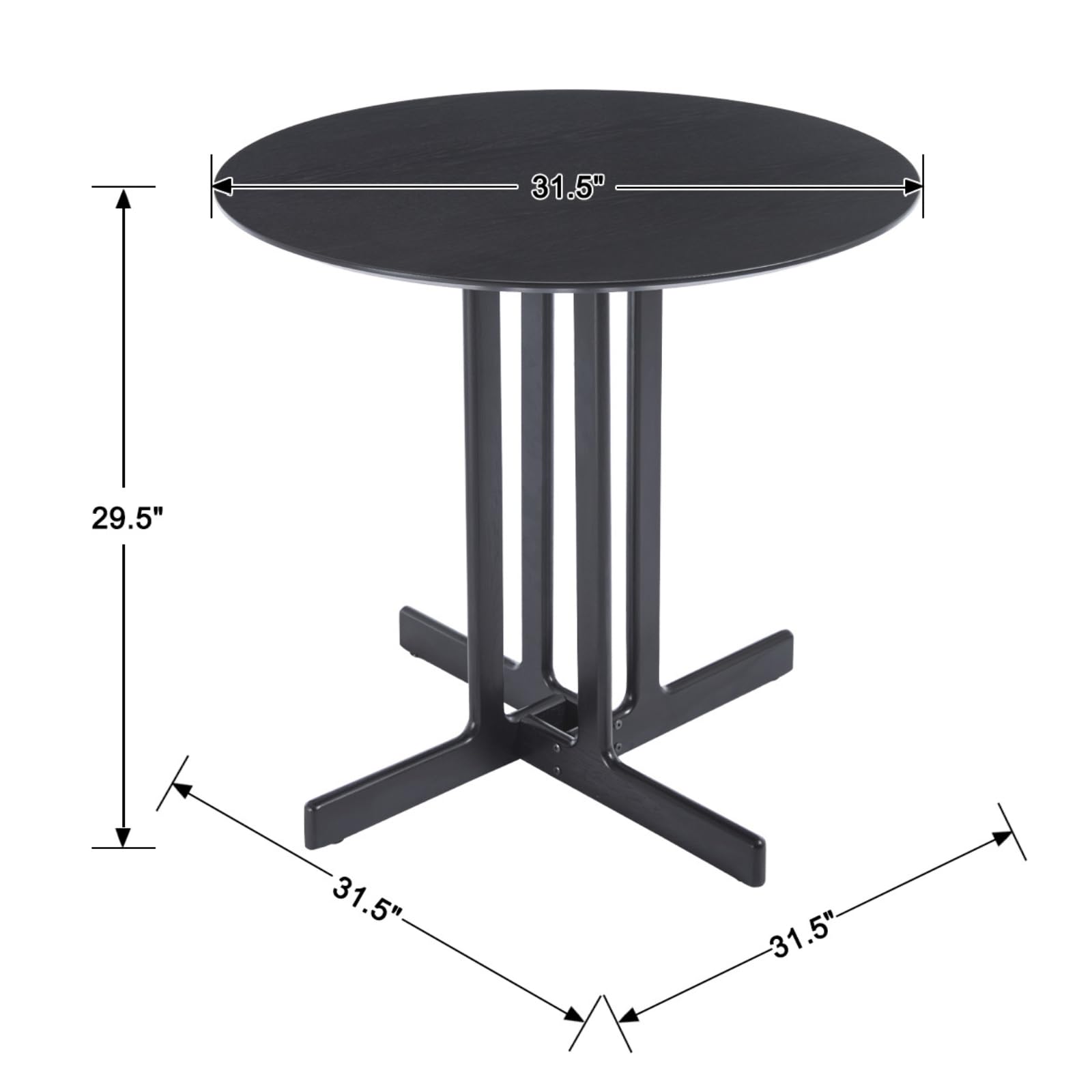 Kmax 31.5" Wide Small Round Black Dining Table