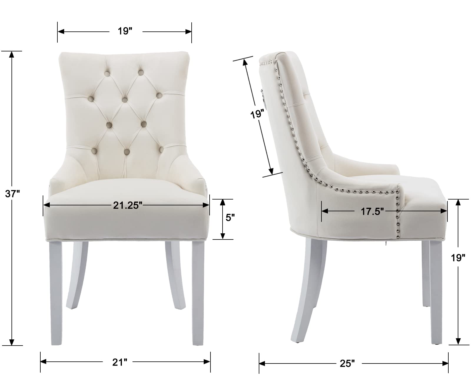 Kmax Tufted Velvet Kitchen Chairs Set of 2 - 8338DC