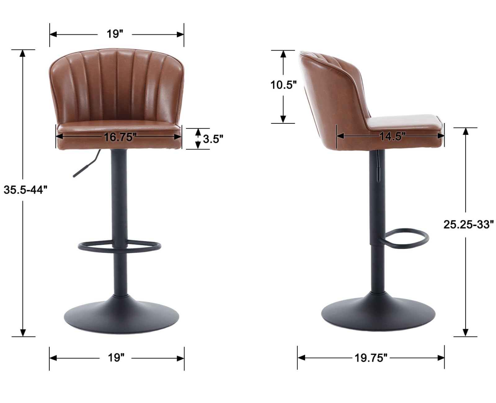 CIMOTA 25.5"H Curved Back Counter Stools Set of 2 - 8684CS